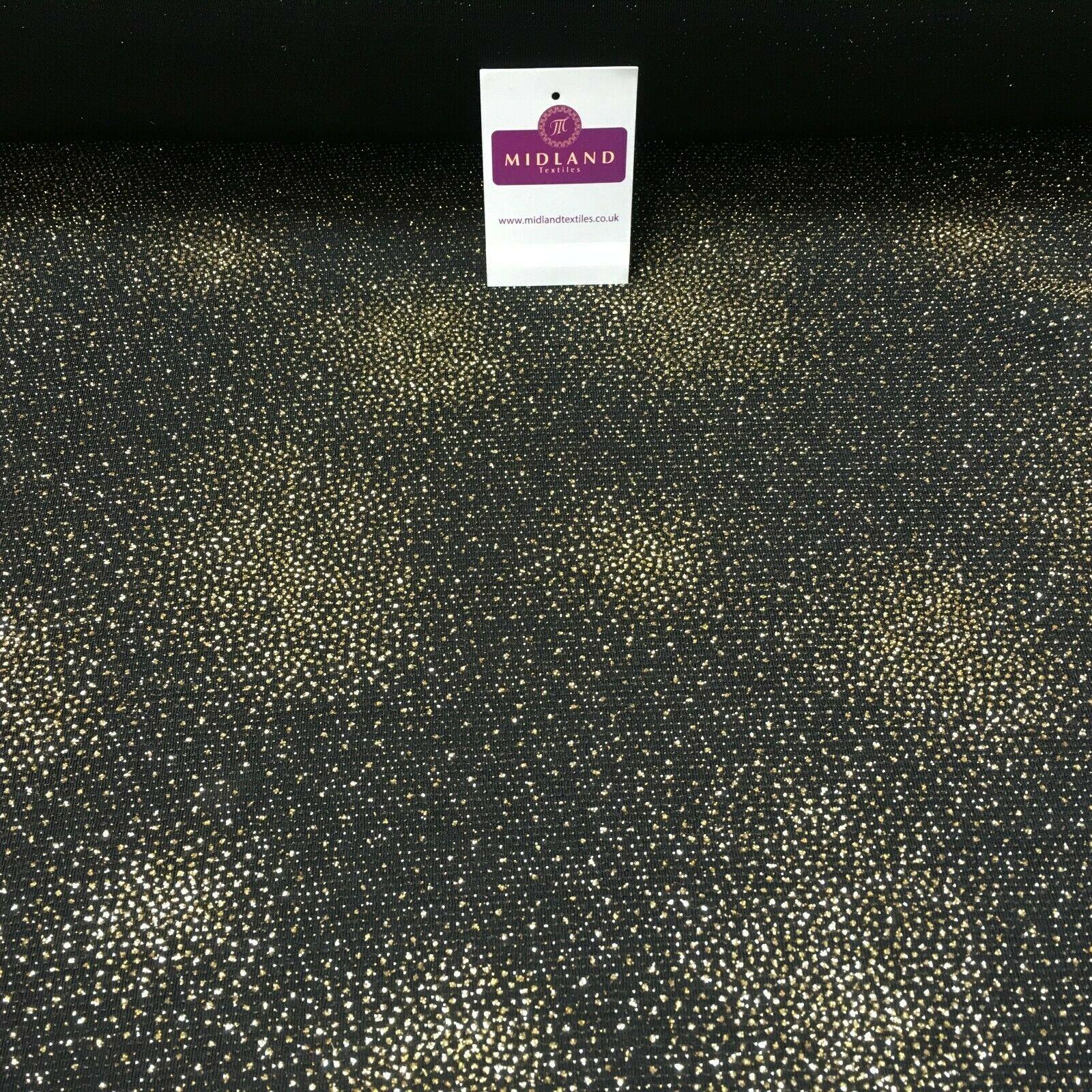 Black Gold Spangle Glitter Lurex Stretch Dress Fabric 139 cm Wide MV10 Black Gold Spangle Glitter Lurex Stretch Dress Fabric 139 cm Wide MV10