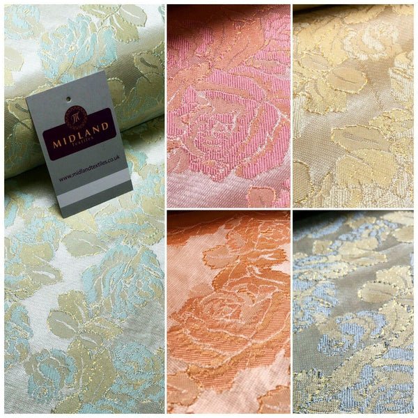 Floral Jacquard Indian Faux Silk Banarsi brocade Fabric 150 cm MA1241 -  Midland Textiles