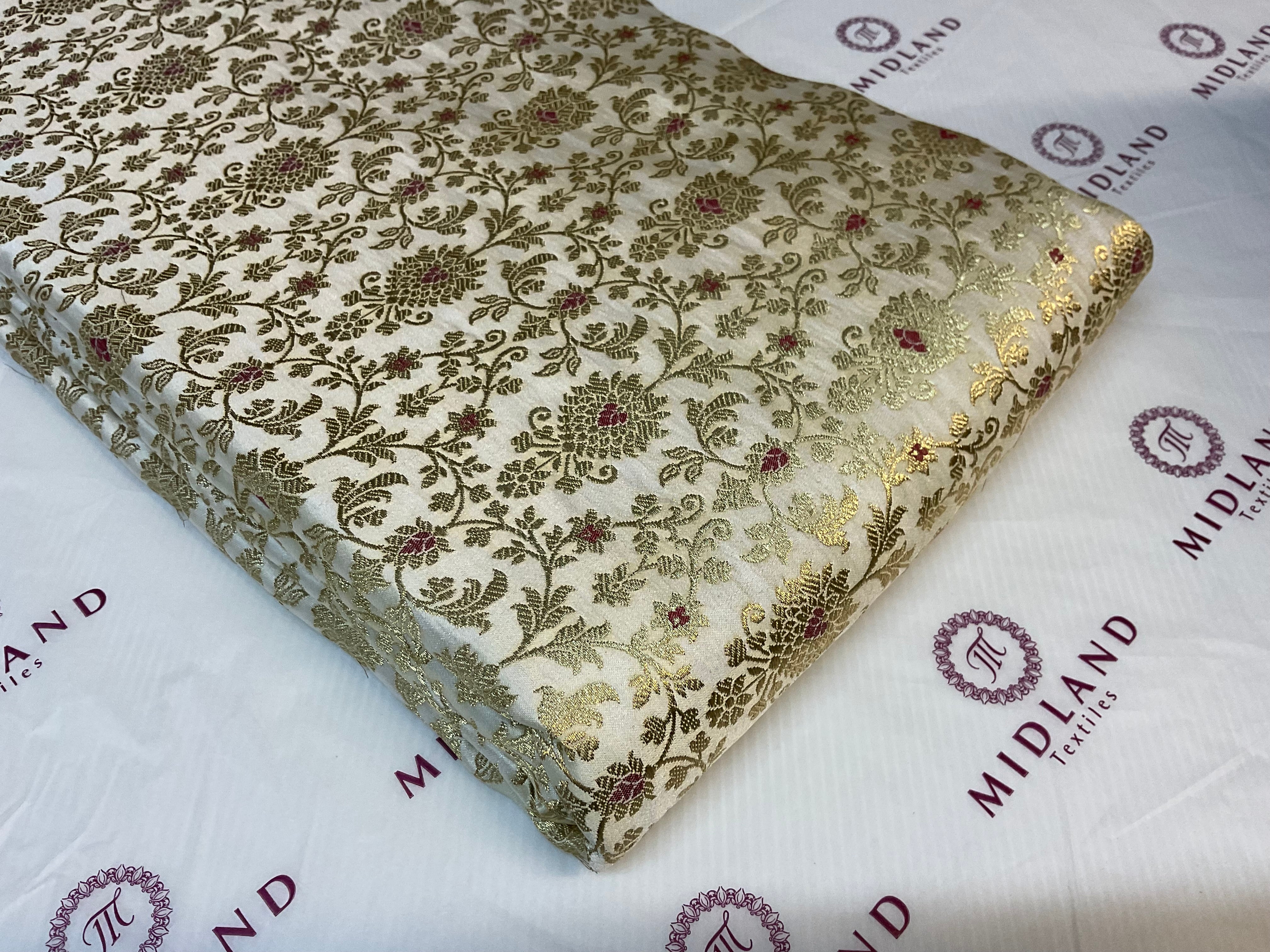 Indian Floral wedding Brocade Fabric ideal for waistcoats 114cm wide M1772