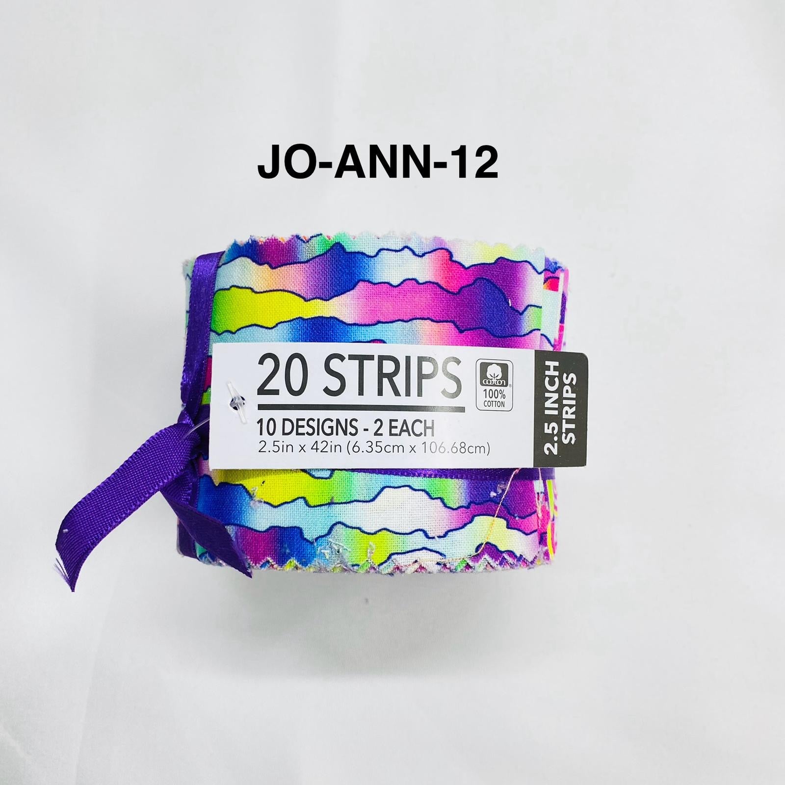 Jelly Roll Fabric Strips - 20 Pieces, 10 Designs  - 2.5 Inch x 42 Inch (Approx.) Fabric M1983