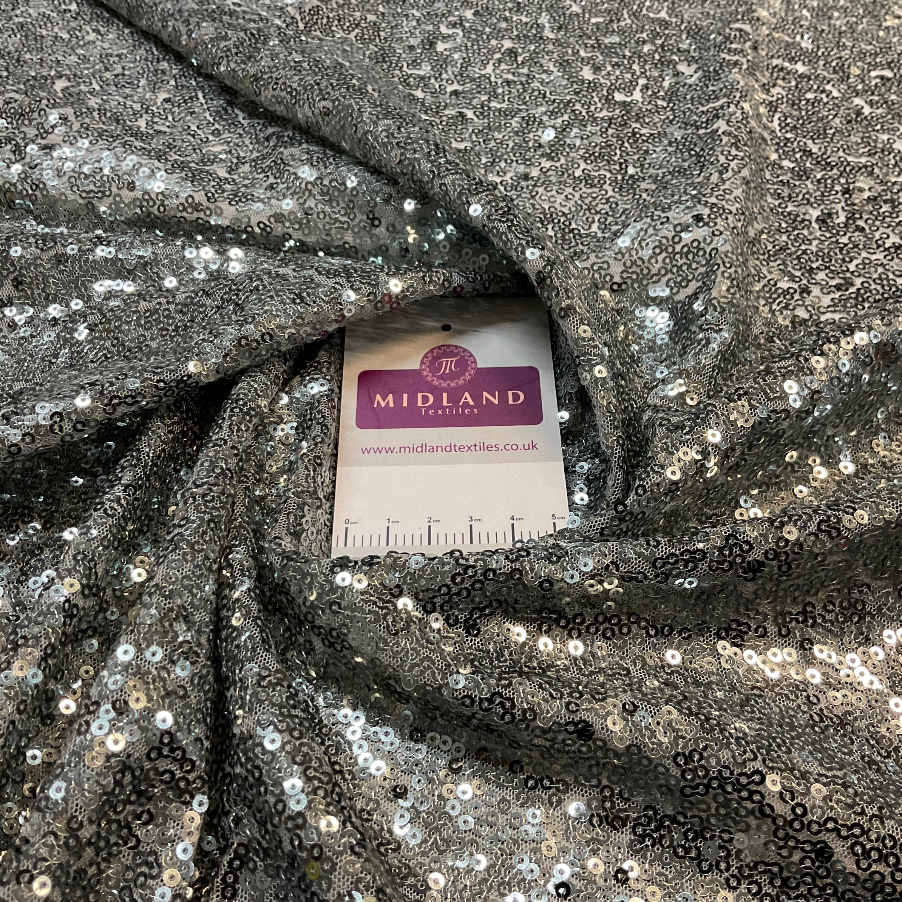 SENSATIONAL 3MM SEW ON ALL OVER SEQUINS ON NET FABRIC 50