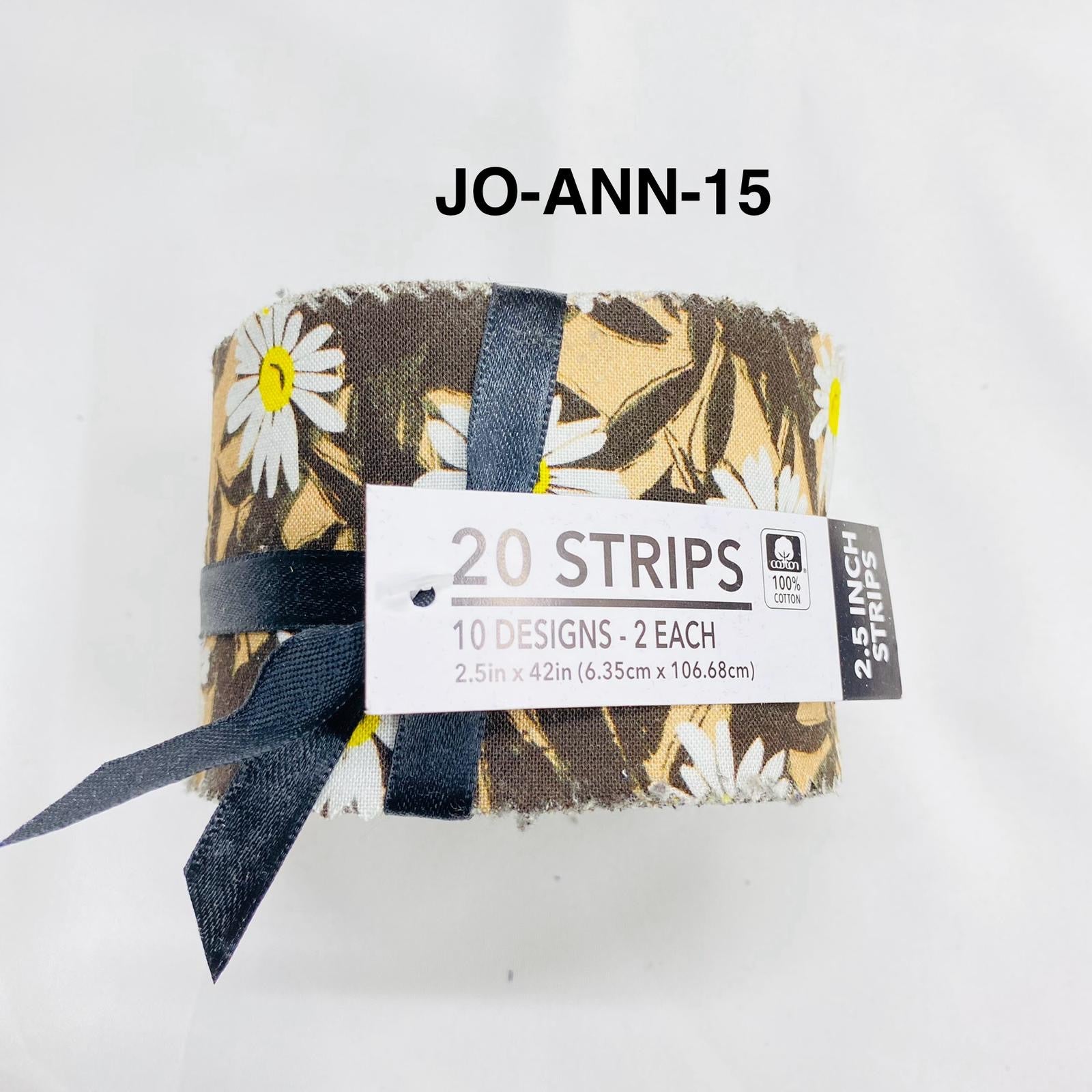 Jelly Roll Fabric Strips - 20 Pieces, 10 Designs  - 2.5 Inch x 42 Inch (Approx.) Fabric M1983