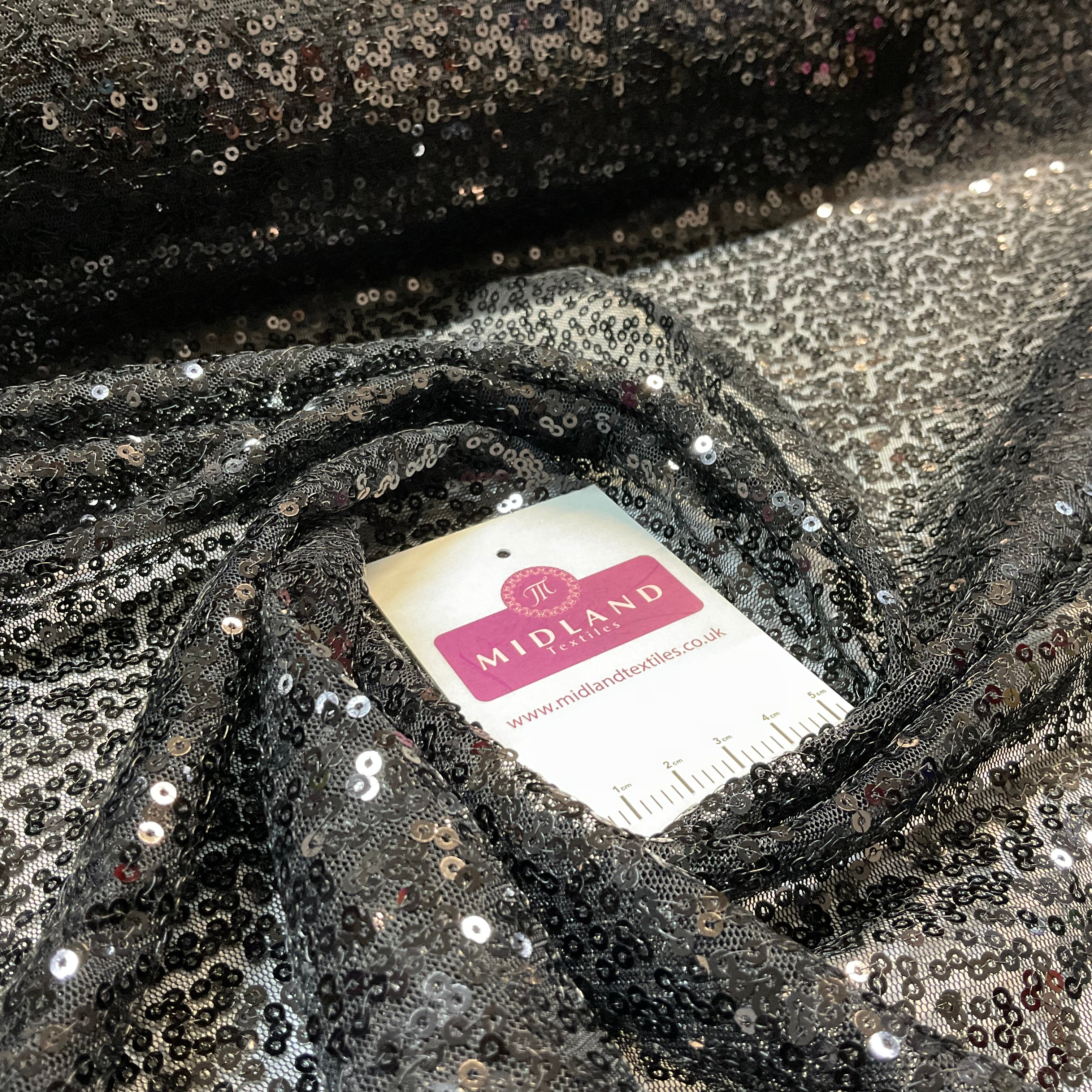 SENSATIONAL 3MM SEW ON ALL OVER SEQUINS ON NET FABRIC 50