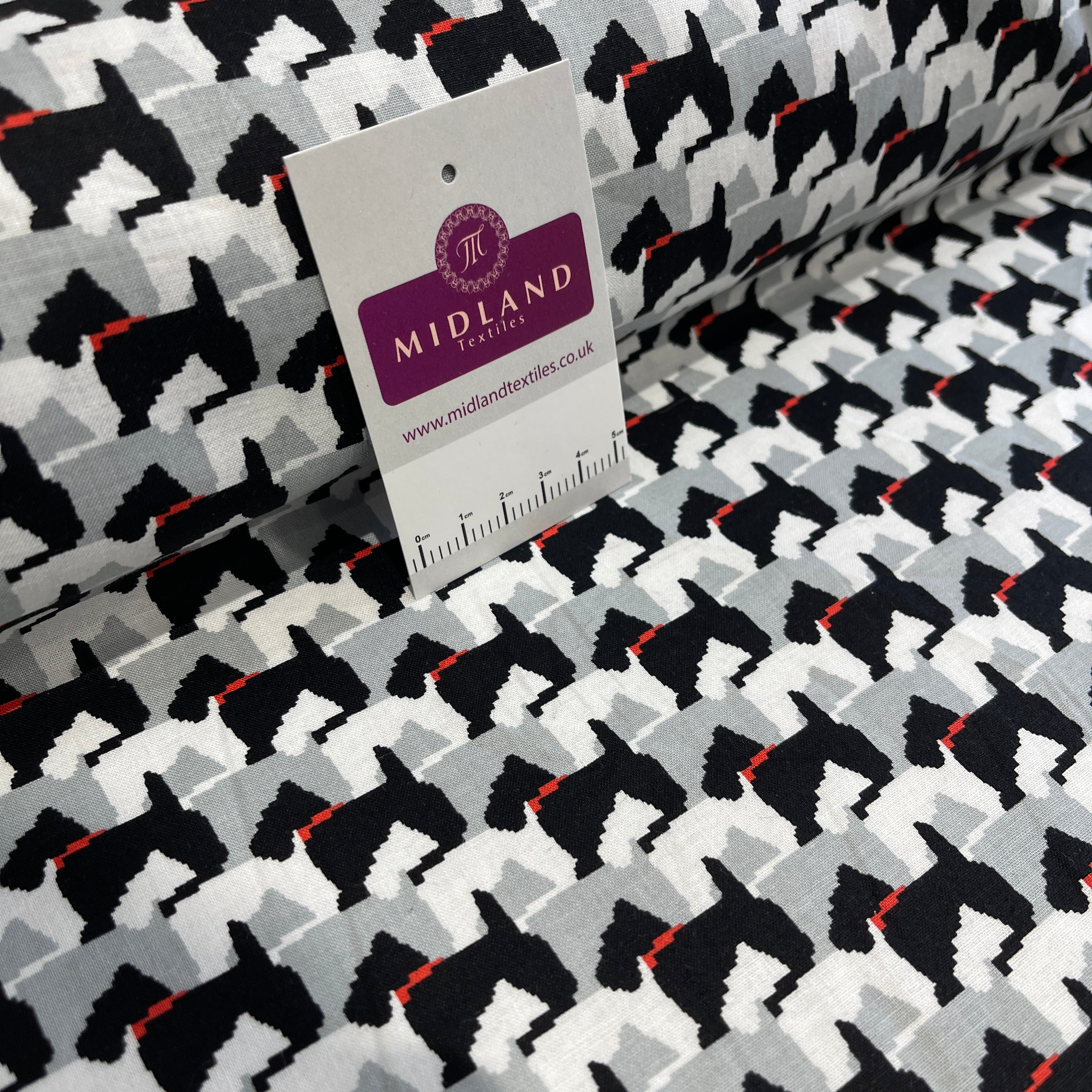 Black White Scottie Dog Cotton 150cm Wide dress Fabric M1964