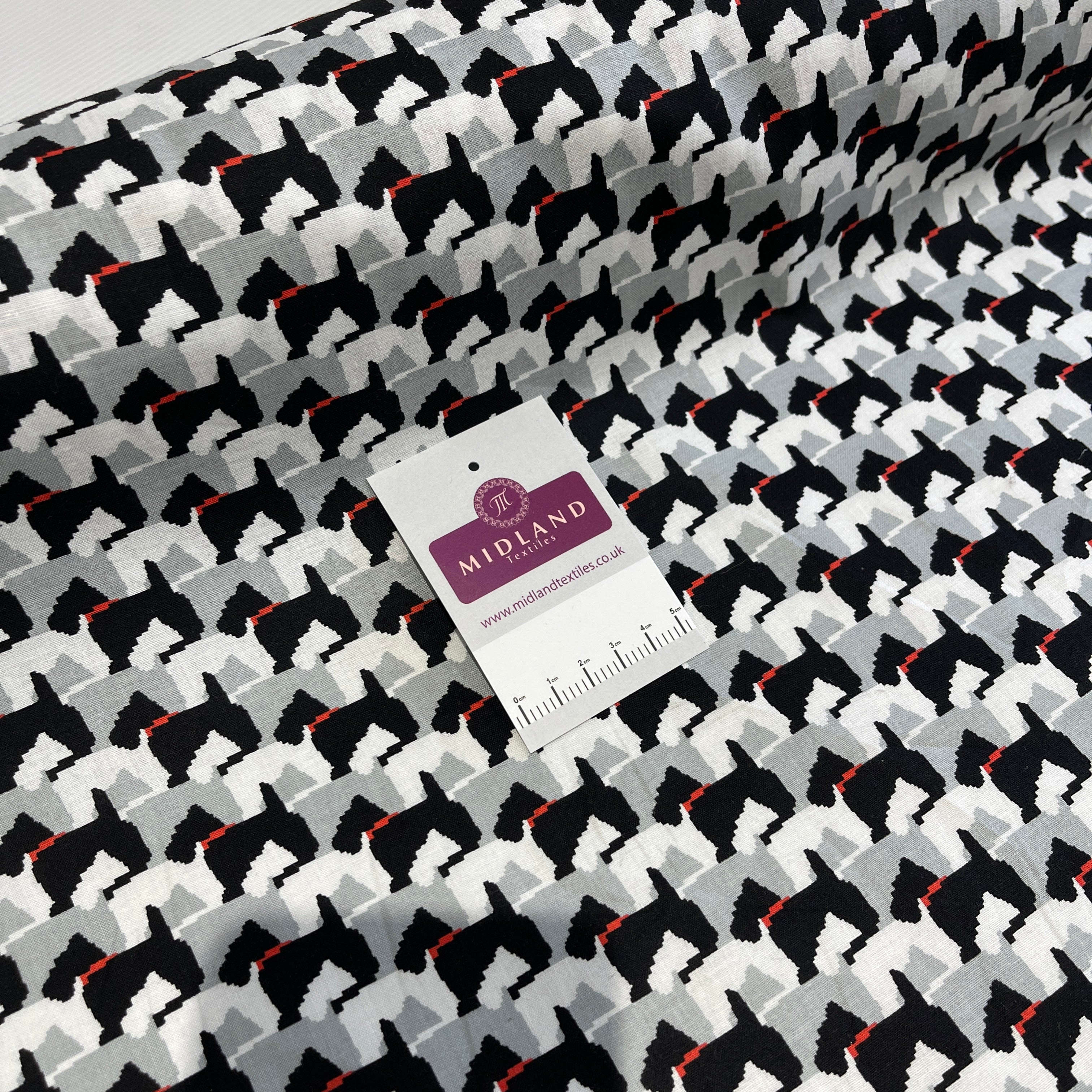 Black White Scottie Dog Cotton 150cm Wide dress Fabric M1964