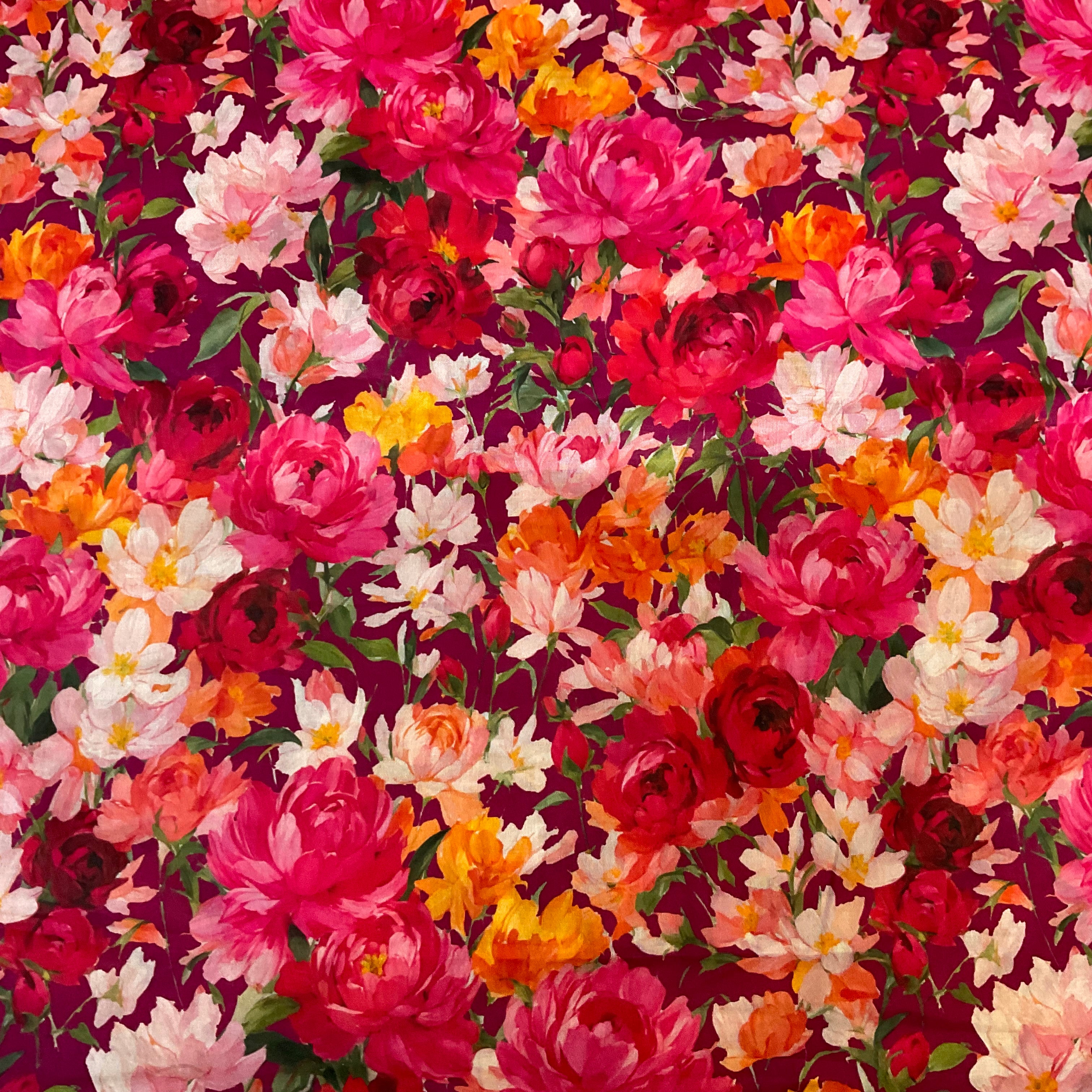 Burgundy Cotton Voile Floral Fabric – 147cm Wide M2115