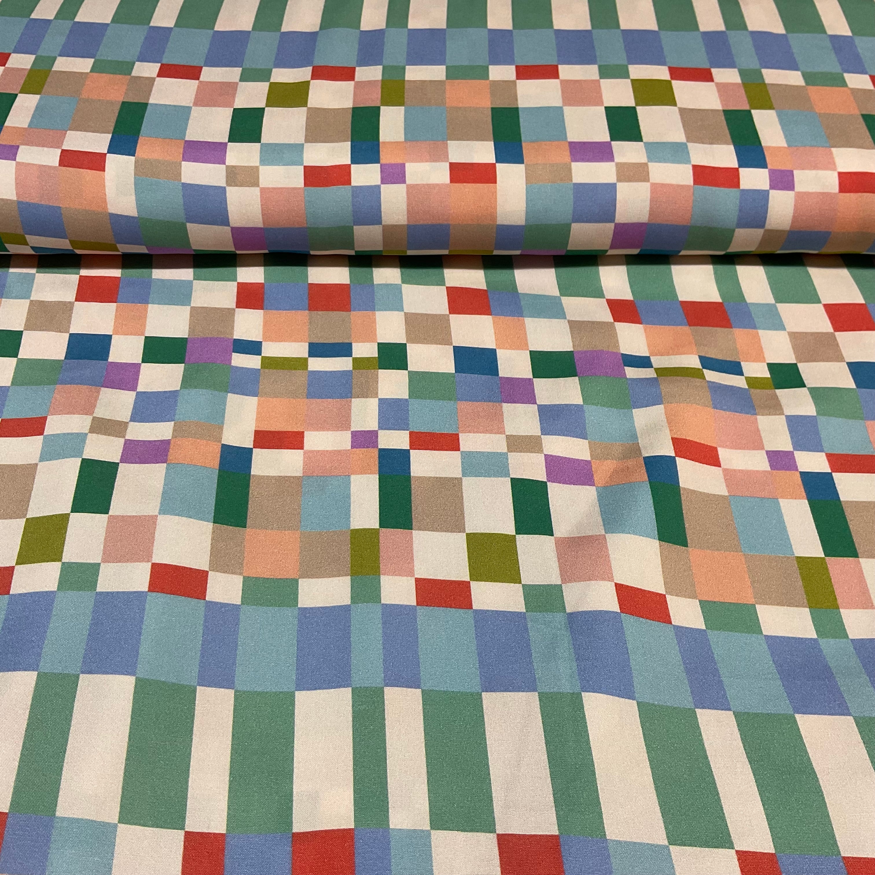 Green Blue Multi Check Viscose Fabric – 147cm Wide M2118