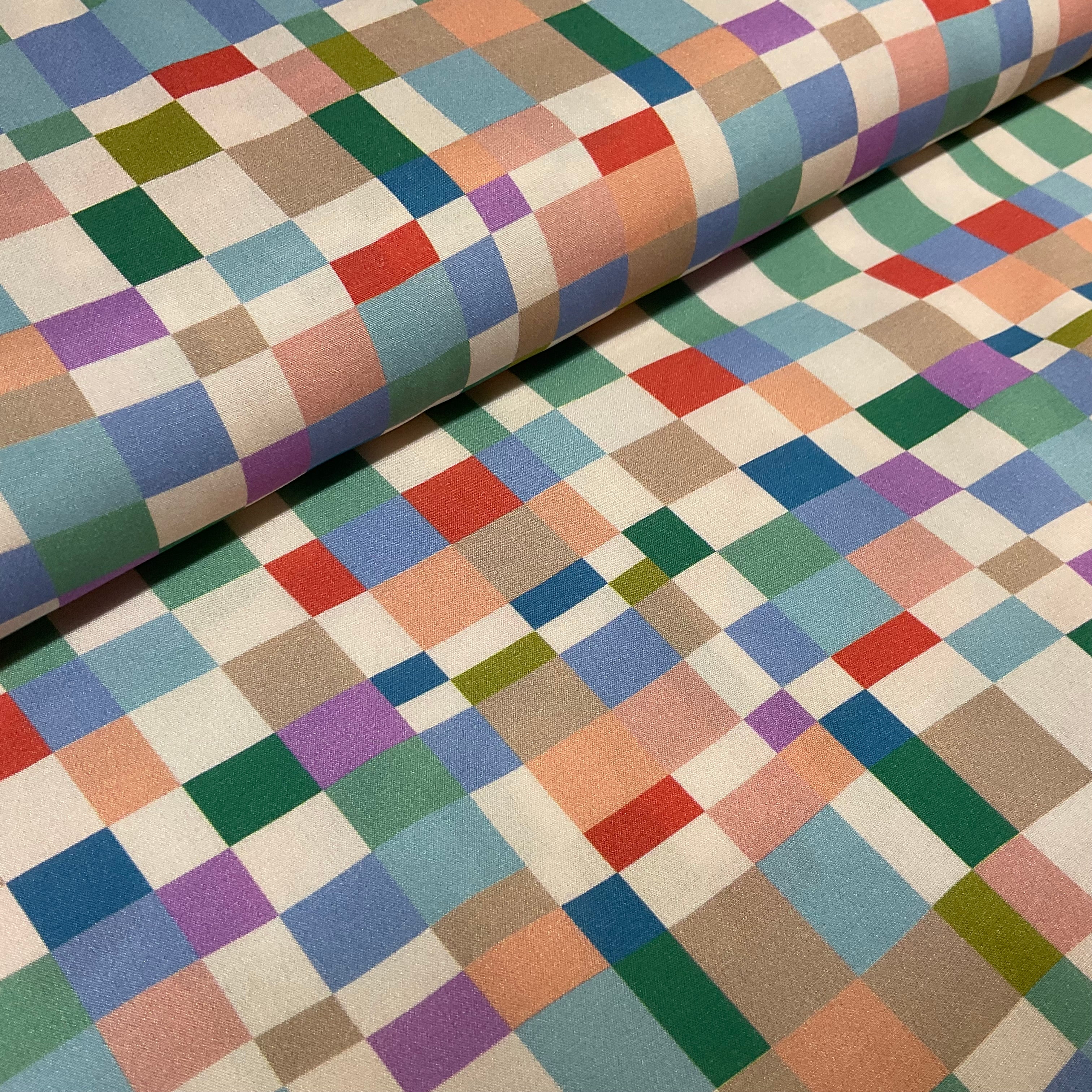 Green Blue Multi Check Viscose Fabric – 147cm Wide M2118