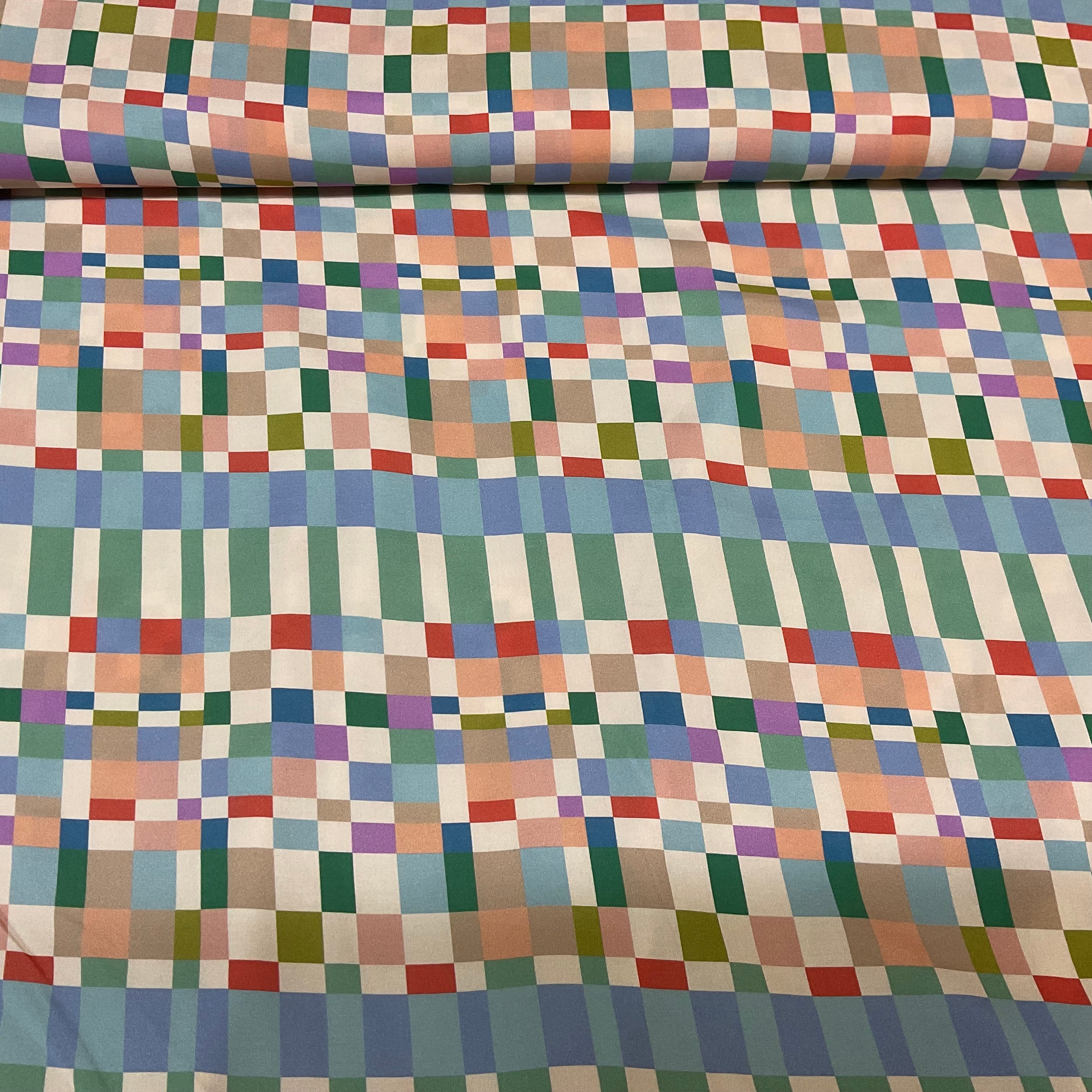 Green Blue Multi Check Viscose Fabric – 147cm Wide M2118