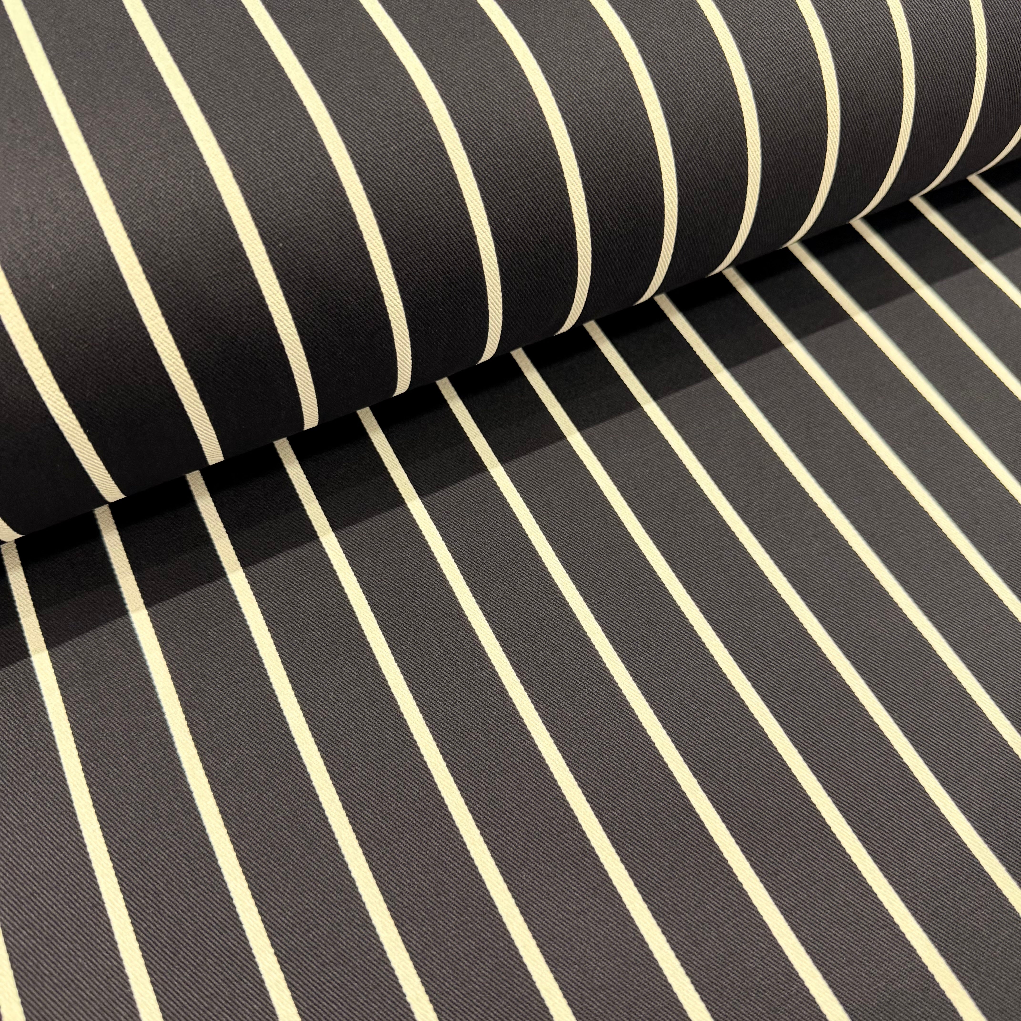 Navy Butchers Stripe Polycotton Fabric – 150cm Wide – 65% Polyester 35% Cotton – £9.50 per metre