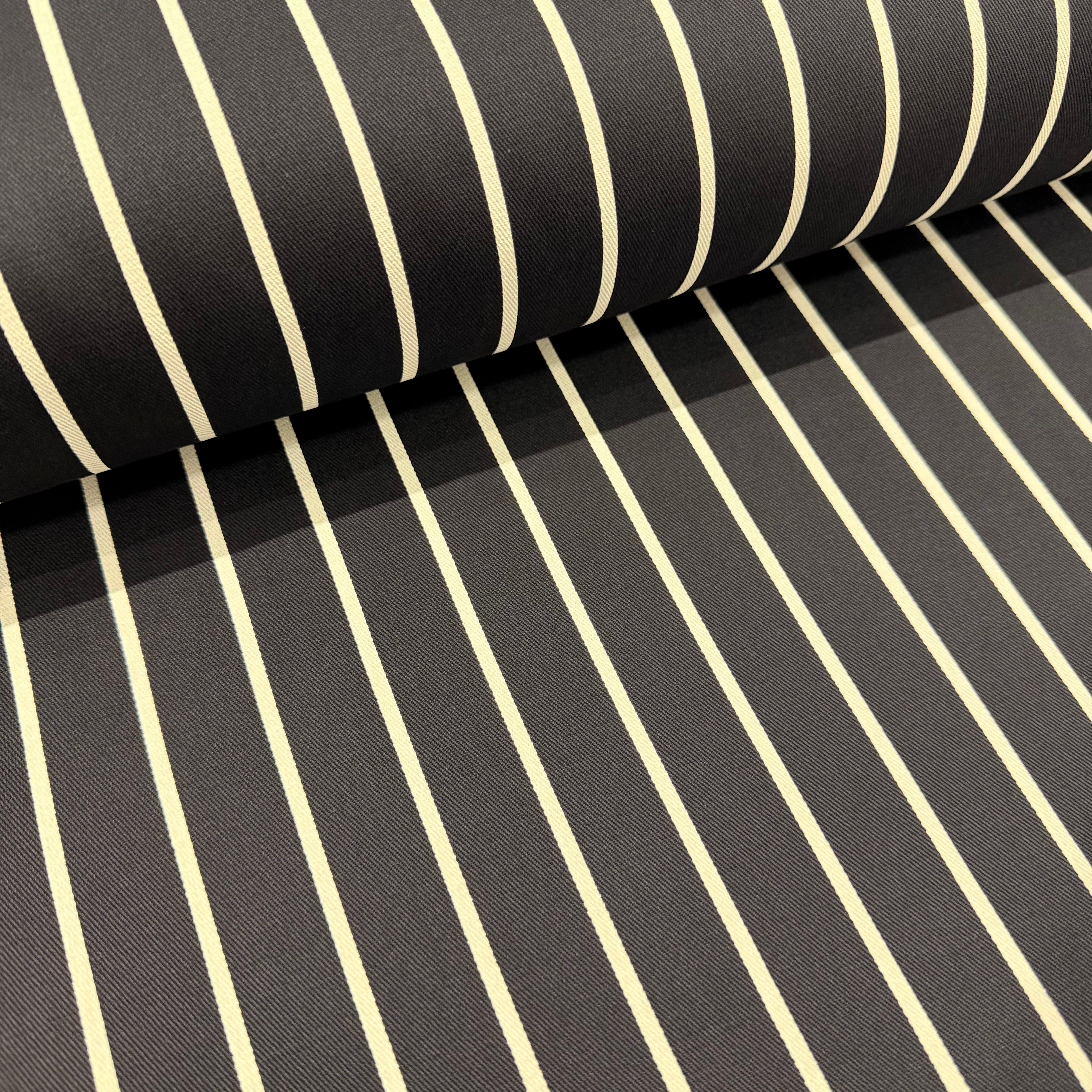 Navy Butchers Stripe Polycotton Fabric – 150cm Wide – 65% Polyester 35% Cotton – £9.50 per metre