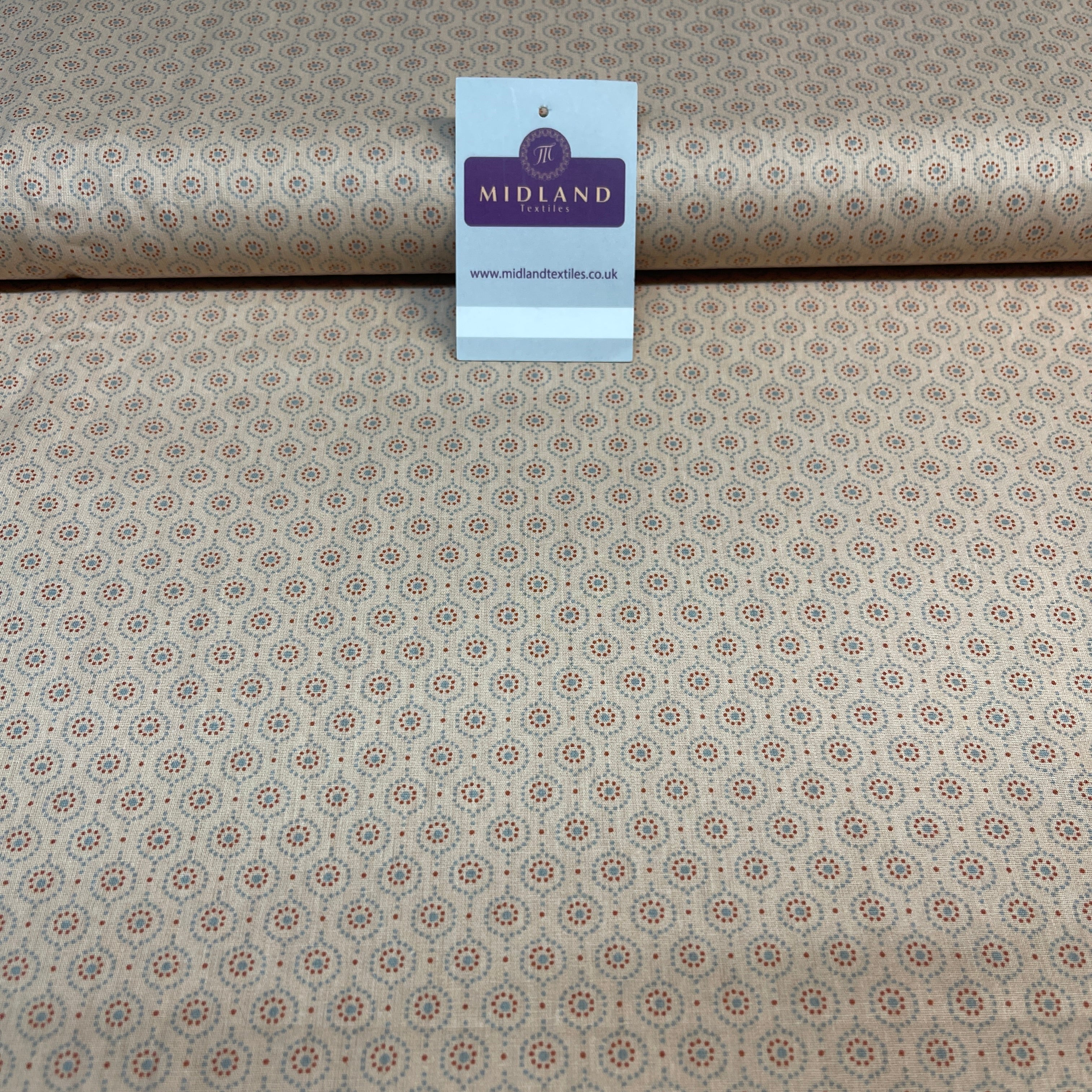 Flowers dot printed cotton poplin dress Fabric M1818