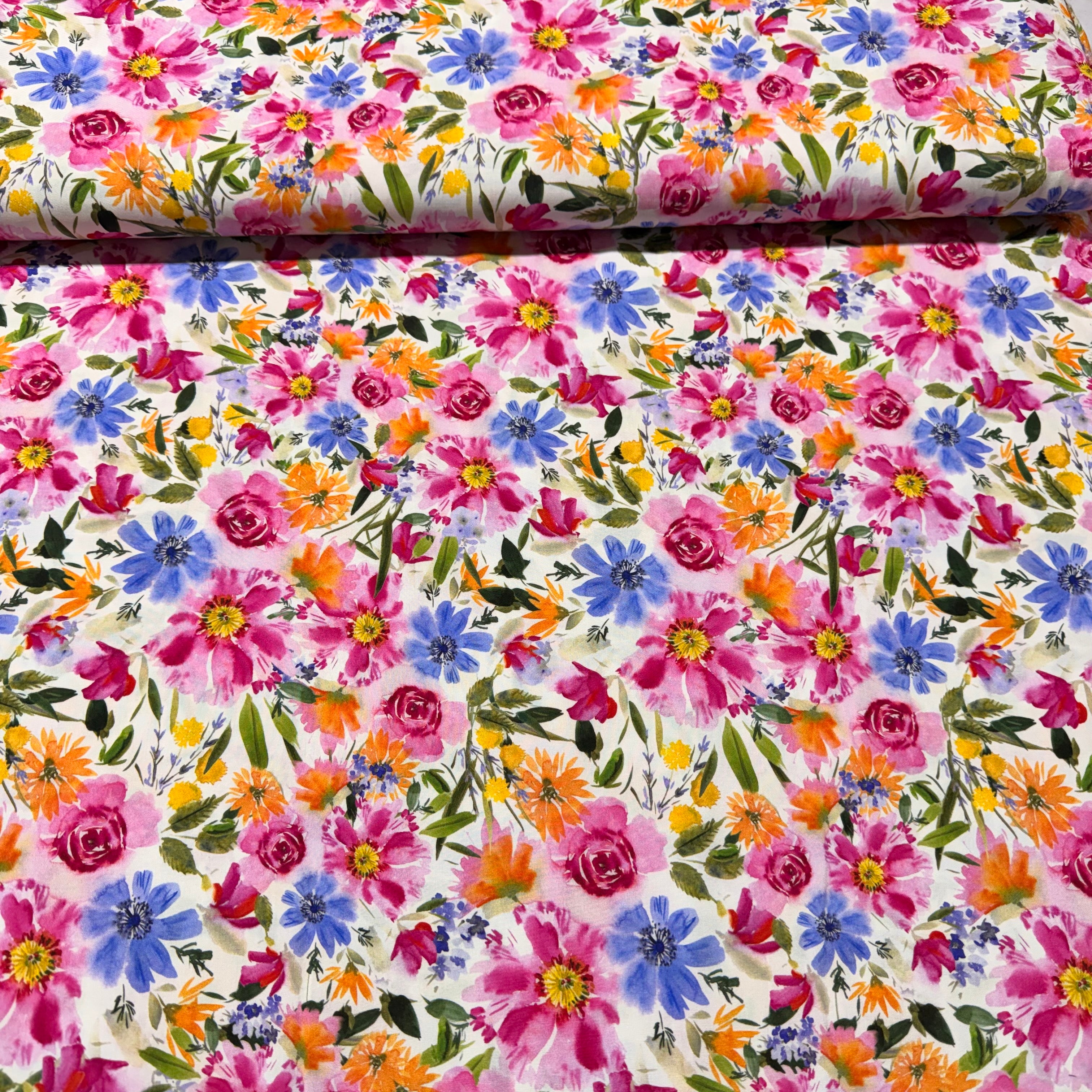 Pink Radiance Viscose Floral Fabric – 147cm Wide M2117