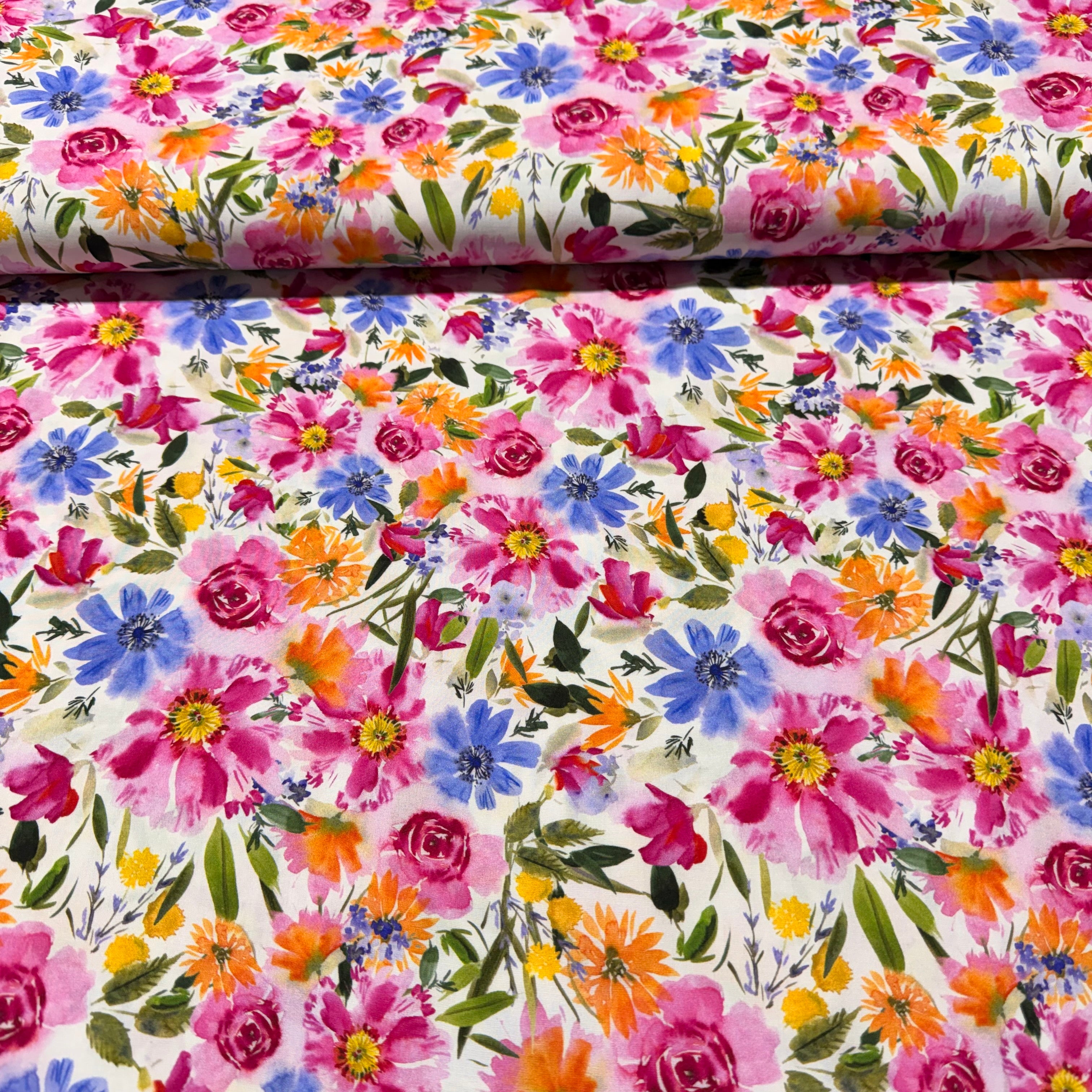 Pink Radiance Viscose Floral Fabric – 147cm Wide M2117