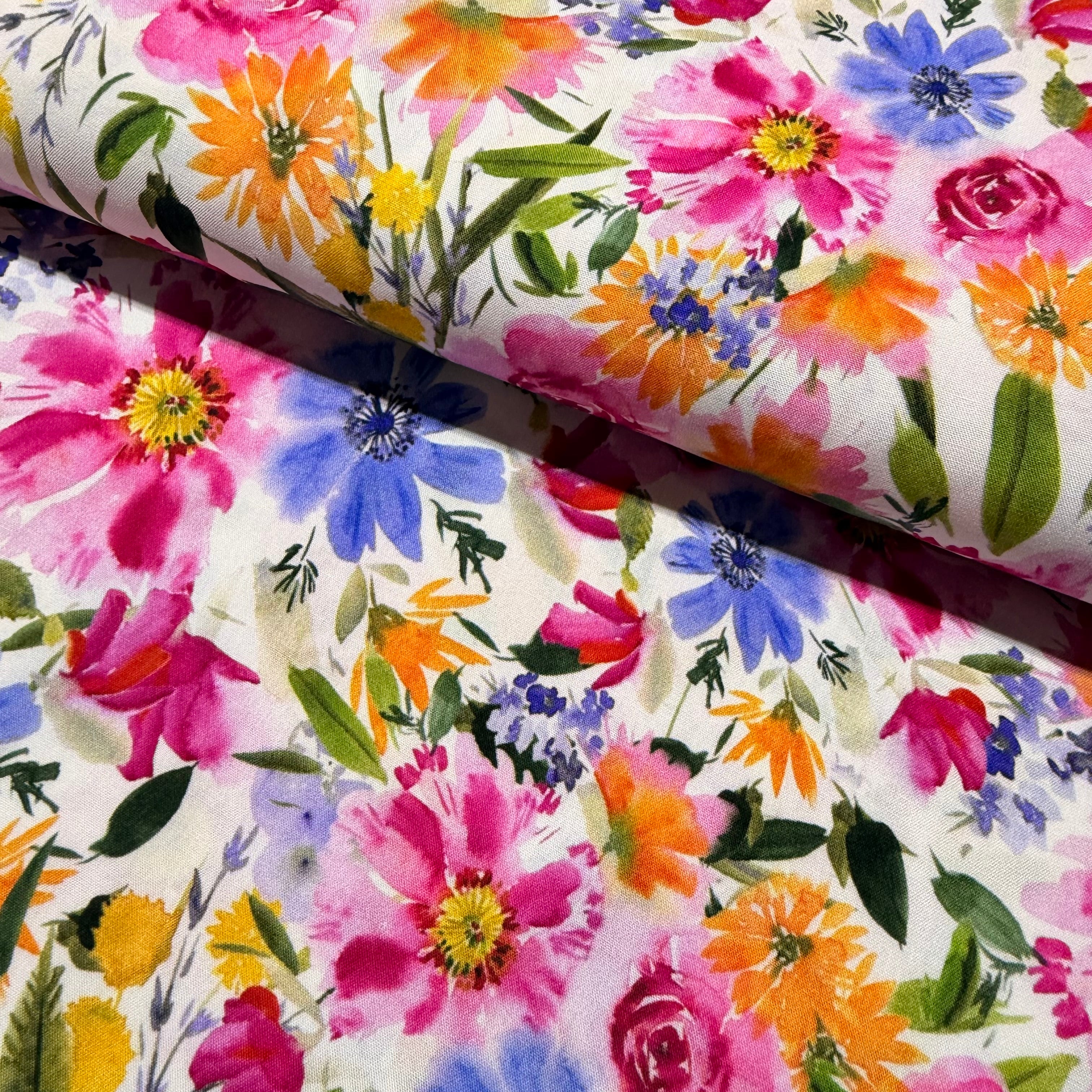 Pink Radiance Viscose Floral Fabric – 147cm Wide M2117