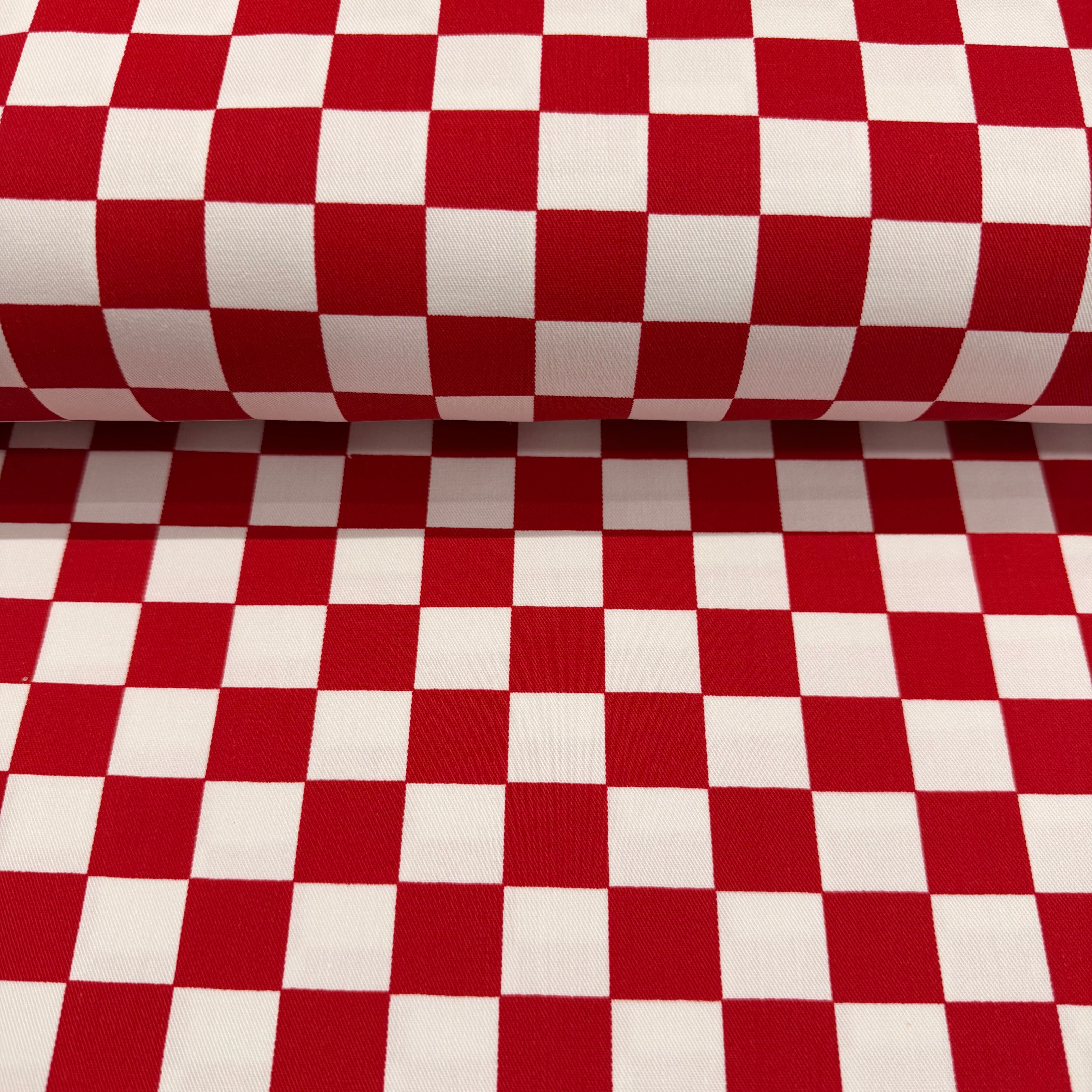 2cm x 2cm Chefs Check Cotton Drill Fabric 150cm Wide - £9.50/metre M2081