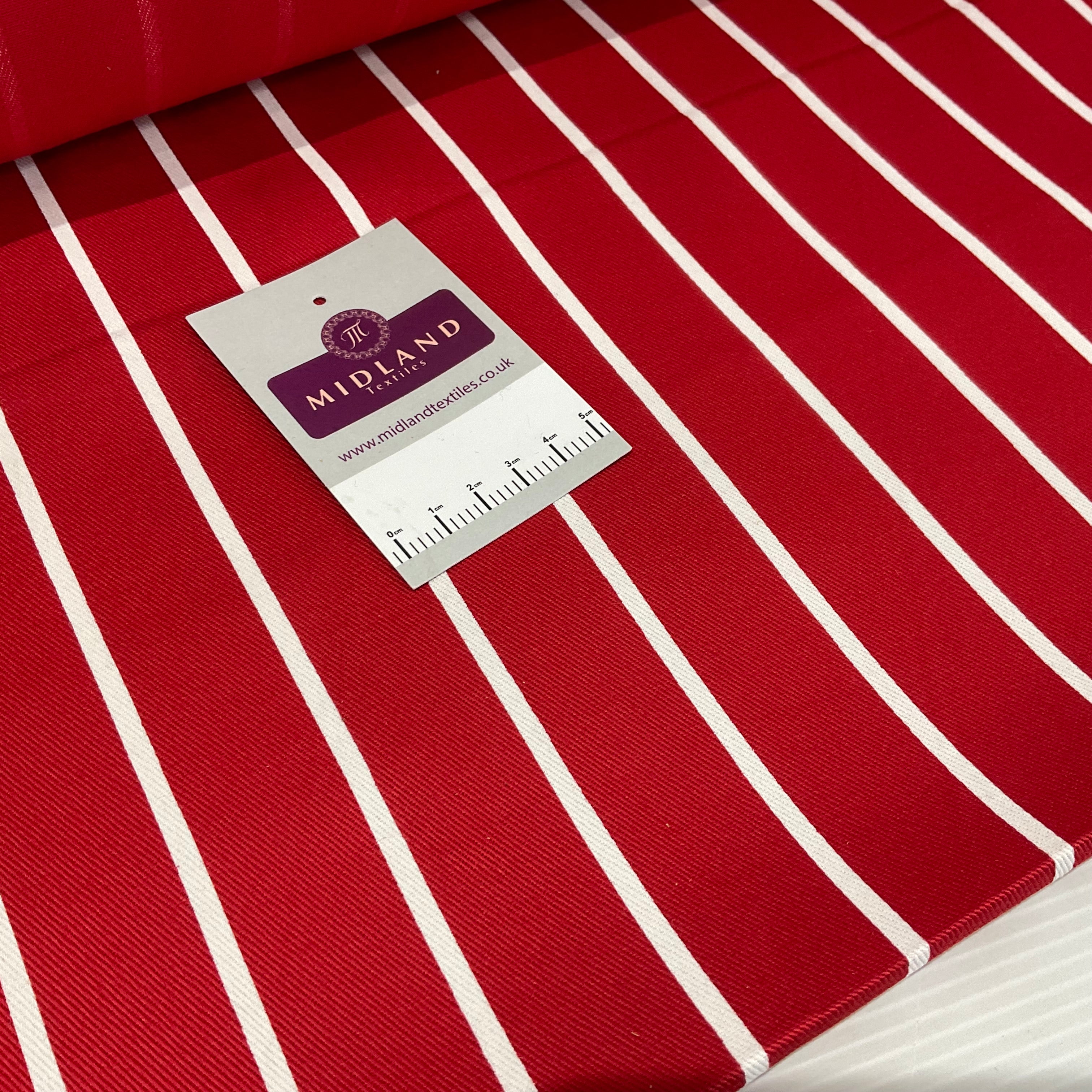 Red Butchers 1' Wide Stripe 100% Cotton Fabric - 1 Meter (100cm Width) Fabric M1970