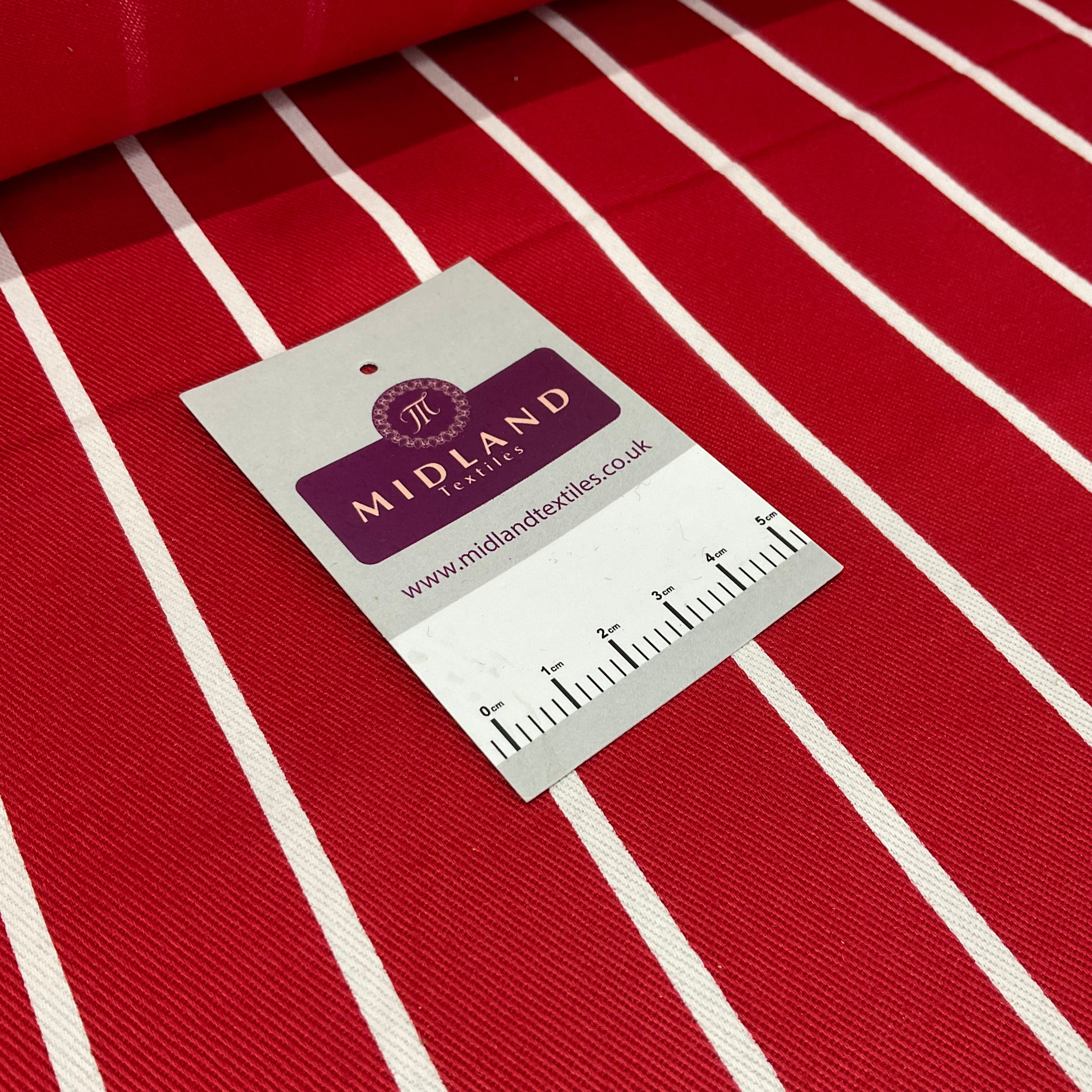 Red Butchers 1' Wide Stripe 100% Cotton Fabric - 1 Meter (100cm Width) Fabric M1970
