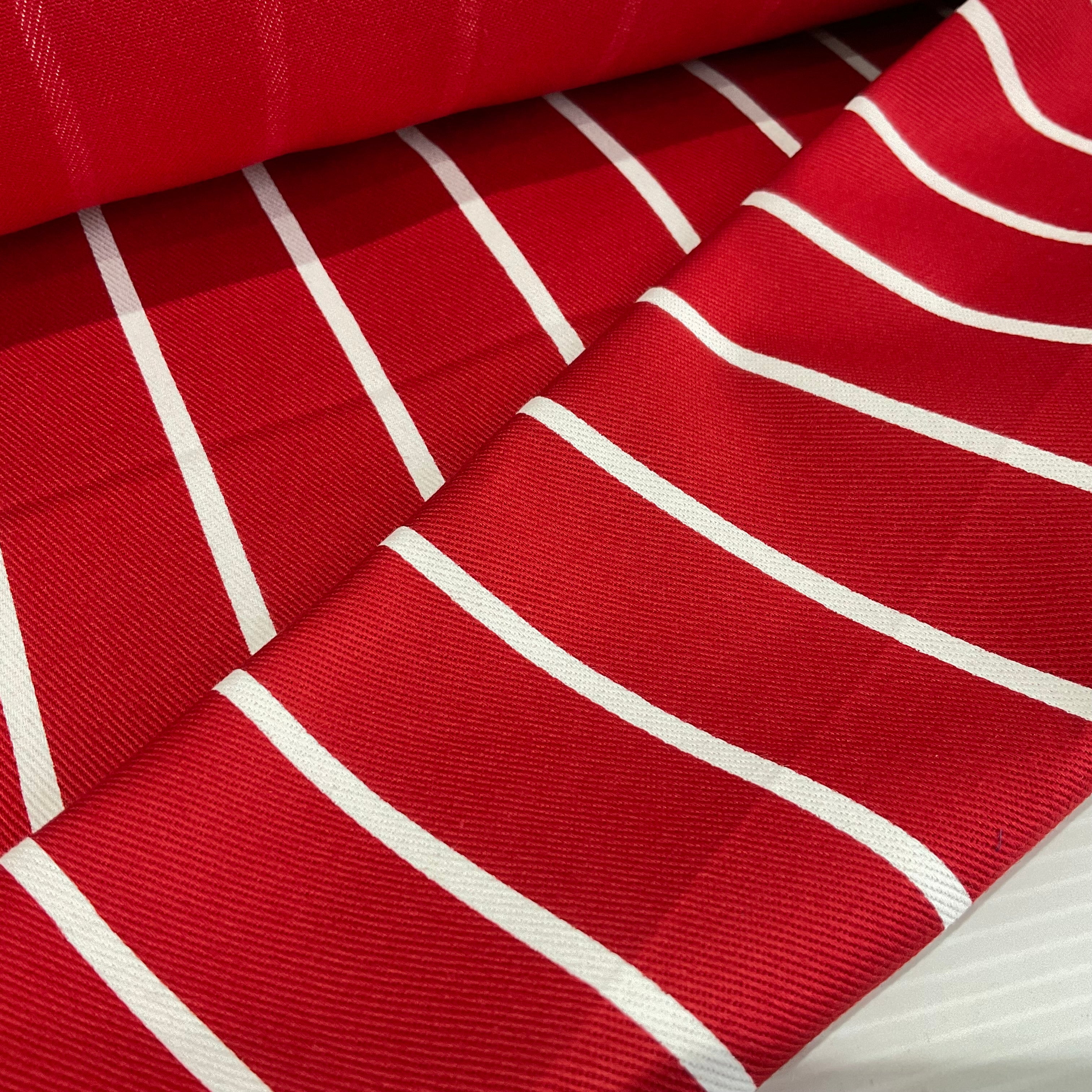 Red Butchers 1' Wide Stripe 100% Cotton Fabric - 1 Meter (100cm Width) Fabric M1970