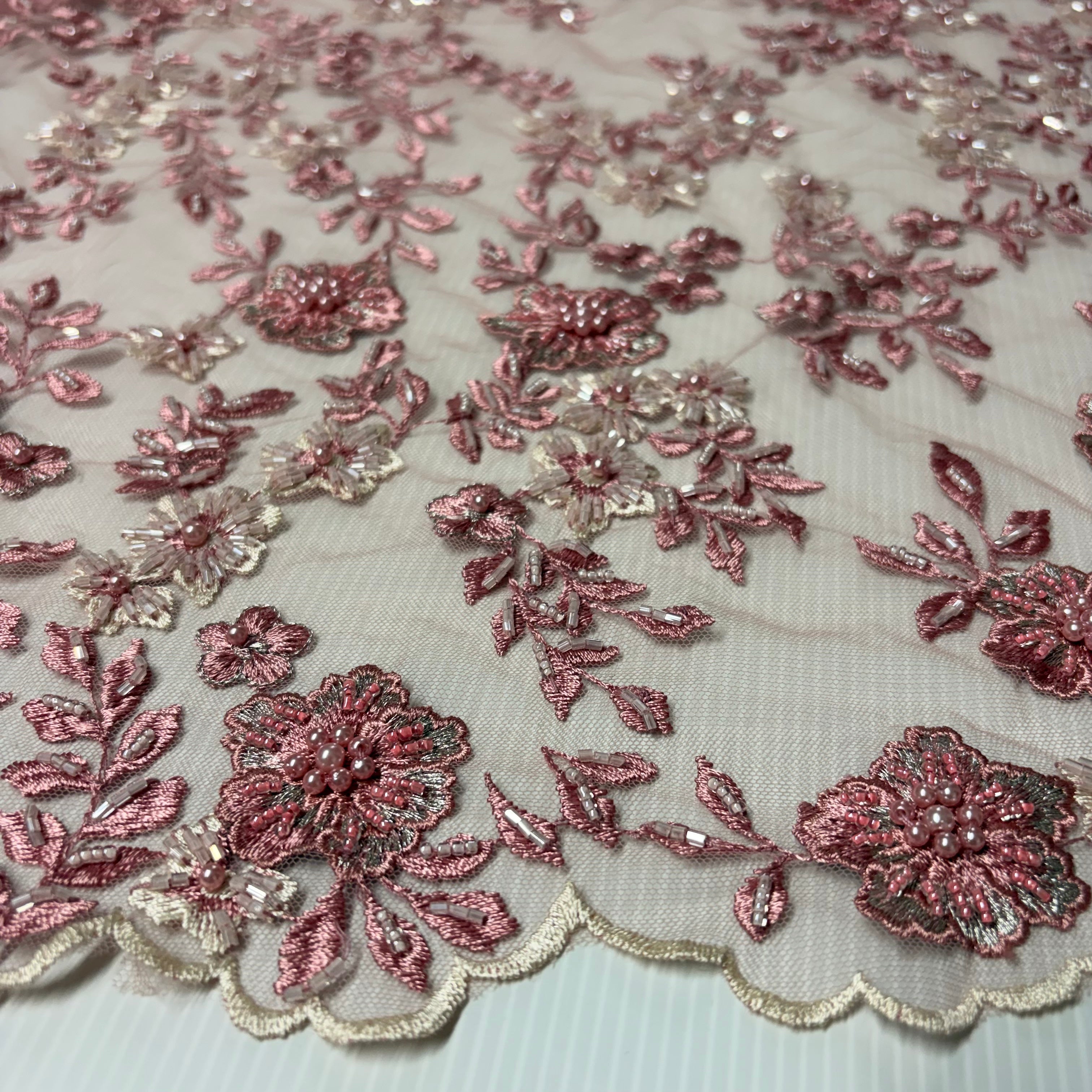 Bridal Embroidered Tulle Net Lace Fabric 135cm Wide M2146
