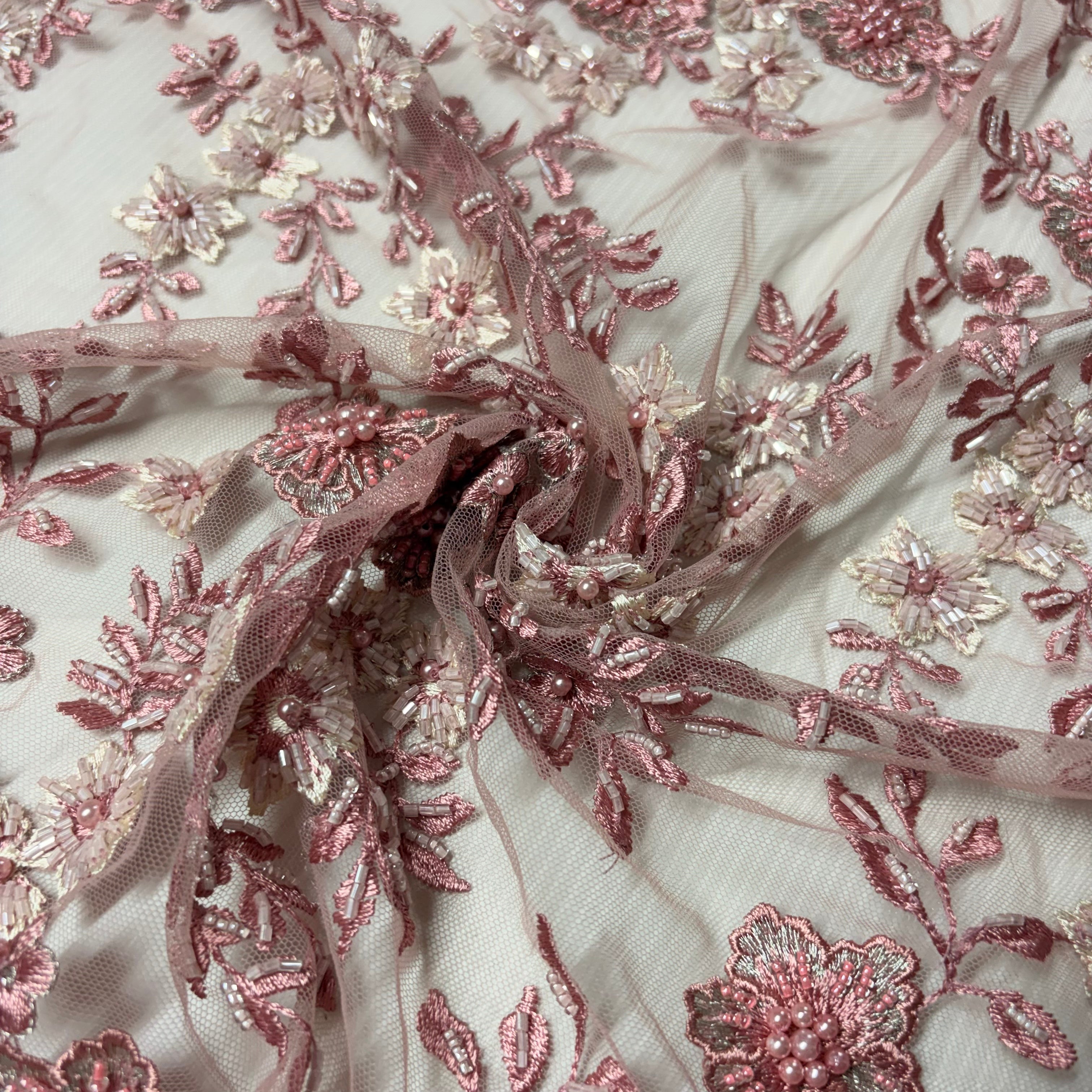 Bridal Embroidered Tulle Net Lace Fabric 135cm Wide M2146
