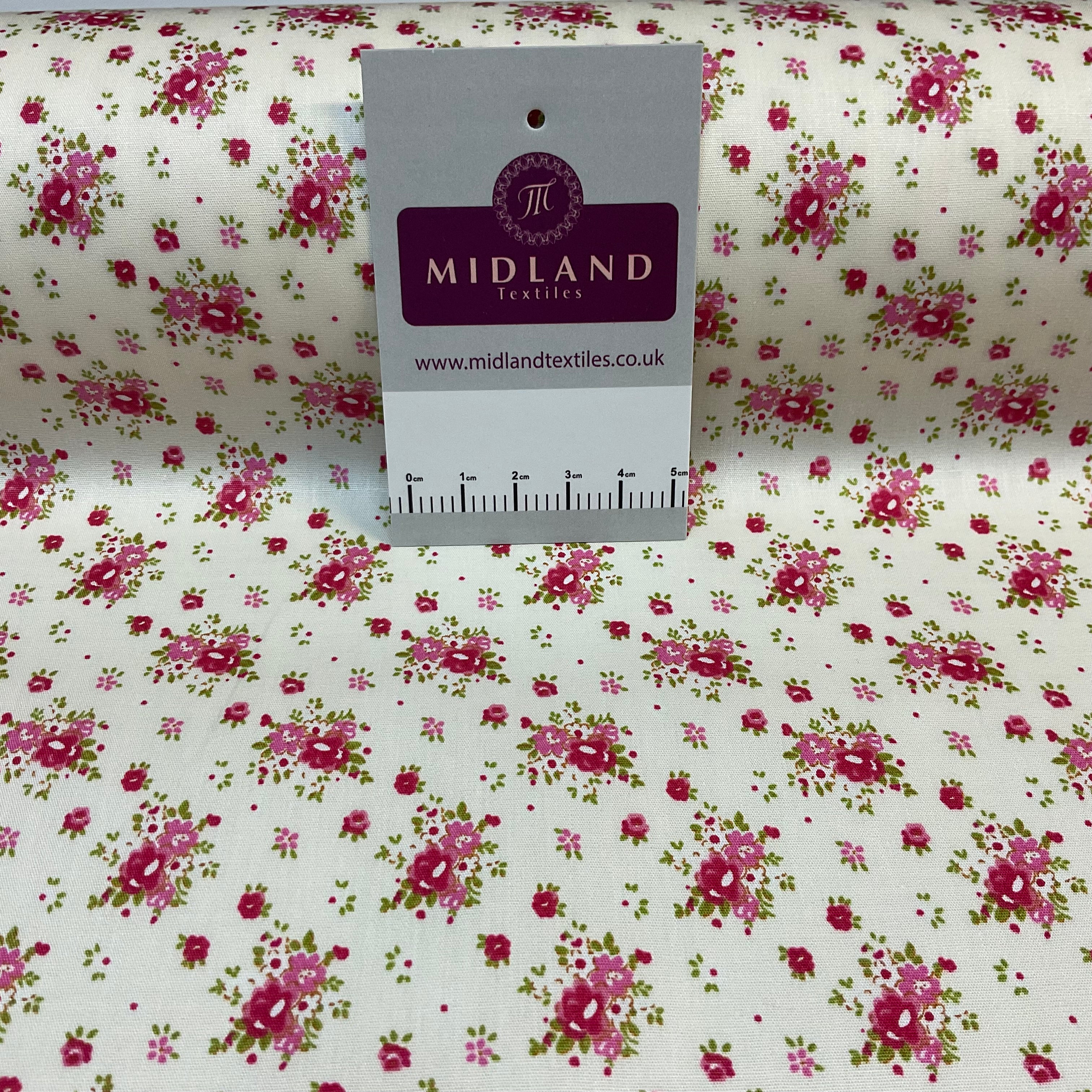 Summer vintage style chic floral Cotton Poplin dress Fabric Sold per Metre M1862