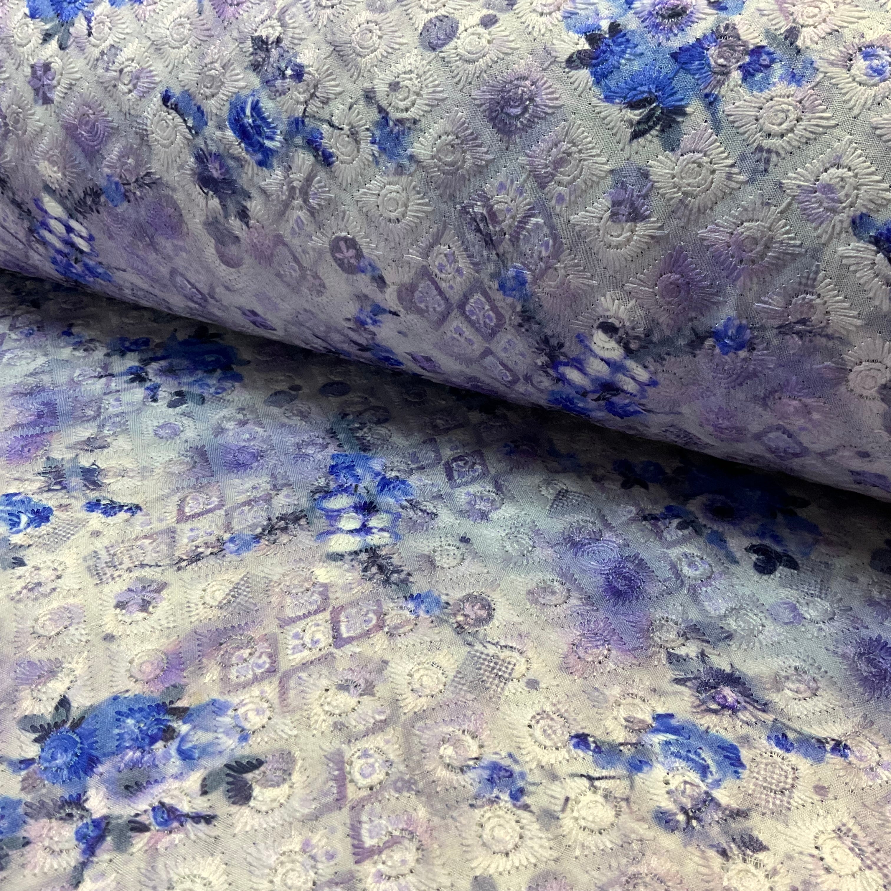 Floral Schiffili Voile printed dress fabric M2042