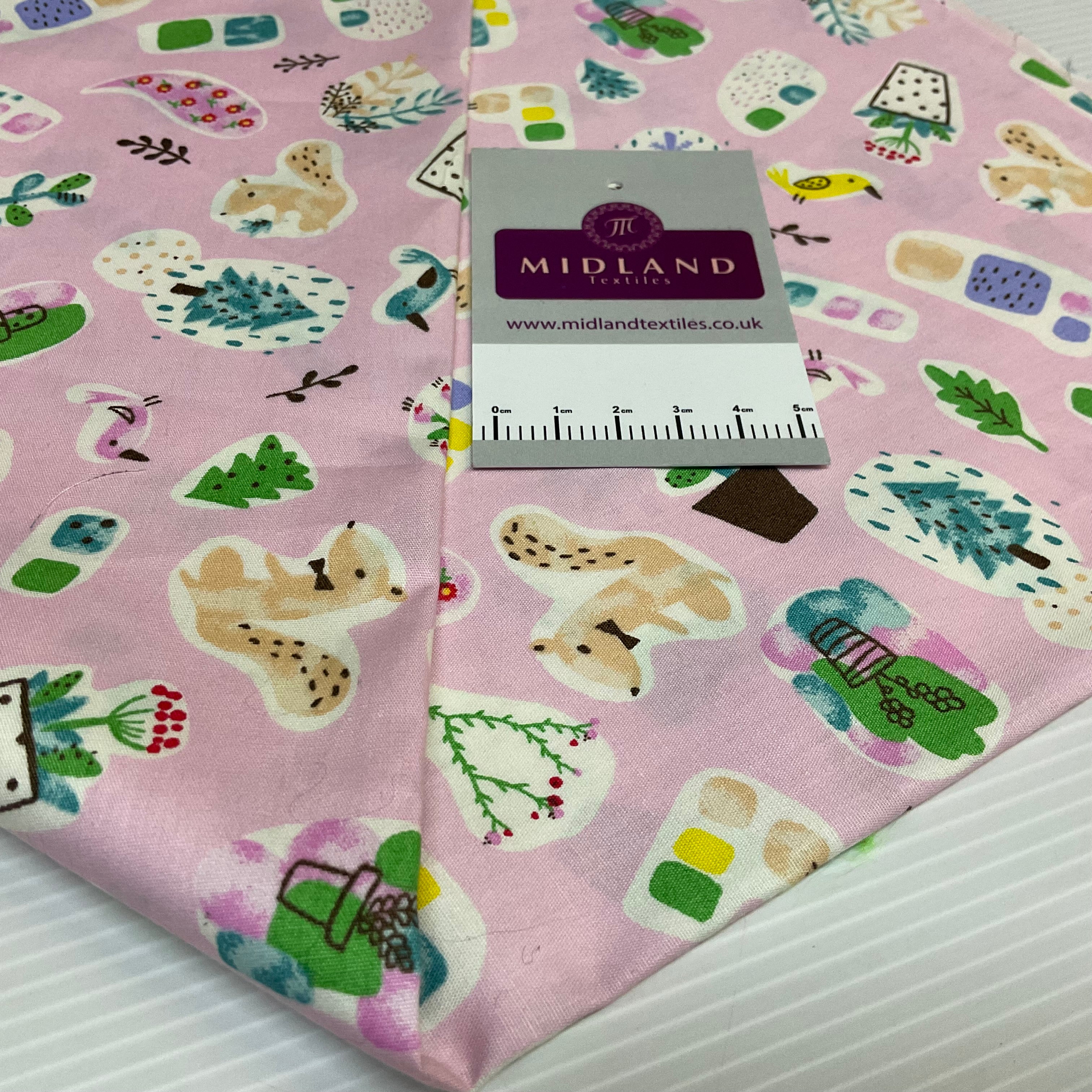 Novelty Flower Pot Wildlife Cotton Poplin dress Fabric sold by the meter M1924