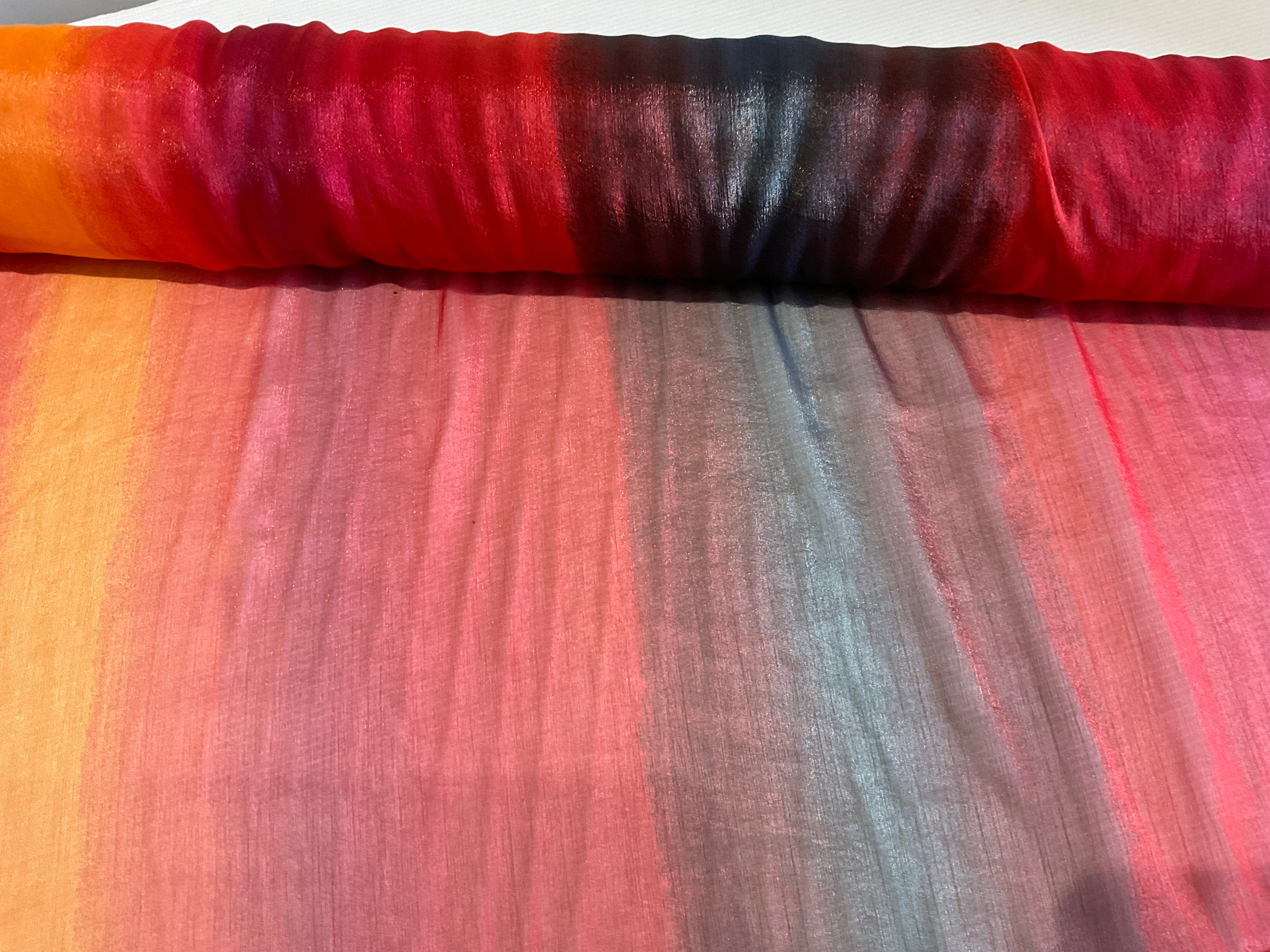 Multi Red Ombre Organza Silky Chiffon Fabric - 58' Wide - Stunning Gradient! M1986