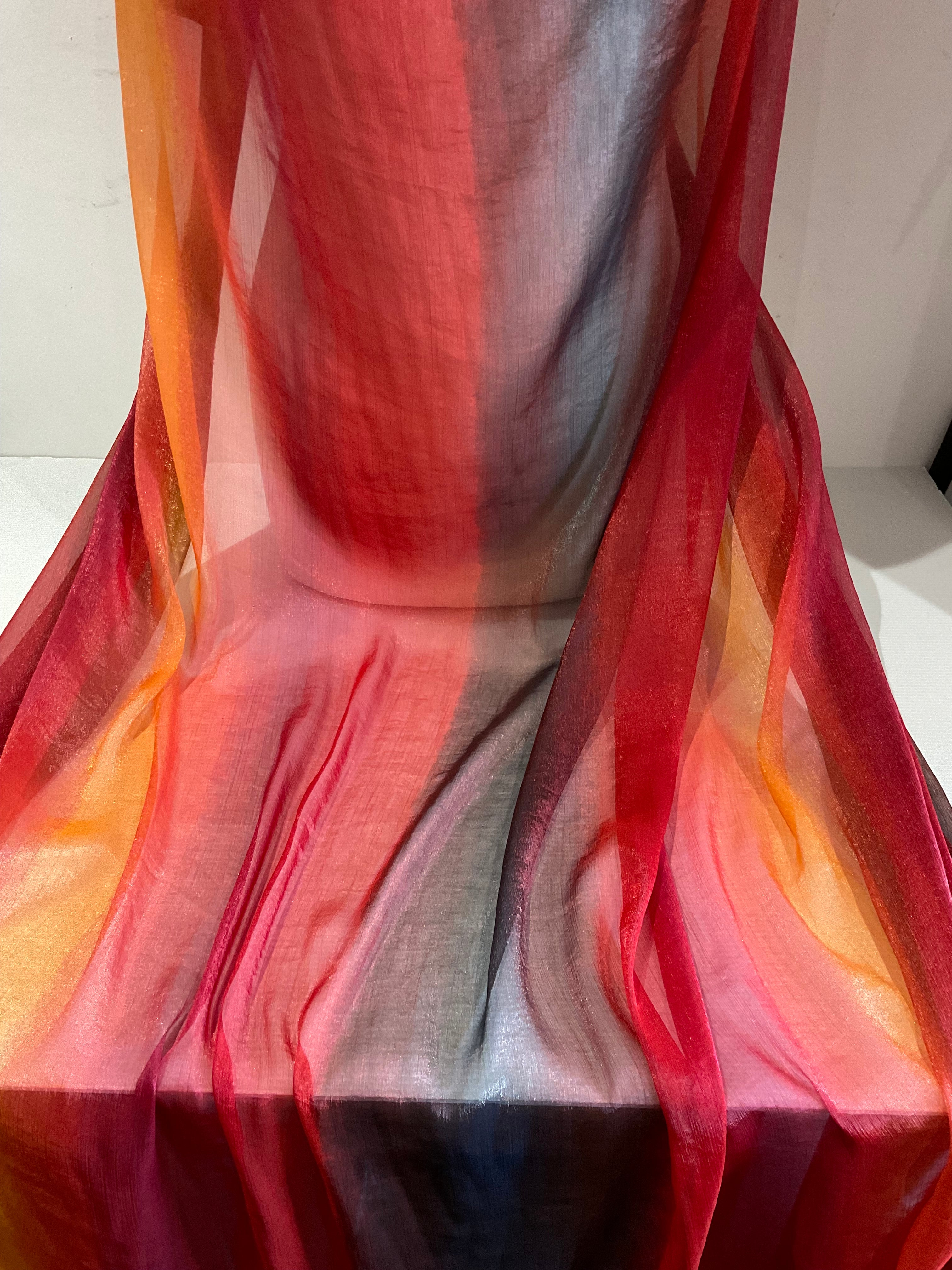 Multi Red Ombre Organza Silky Chiffon Fabric - 58' Wide - Stunning Gradient! M1986