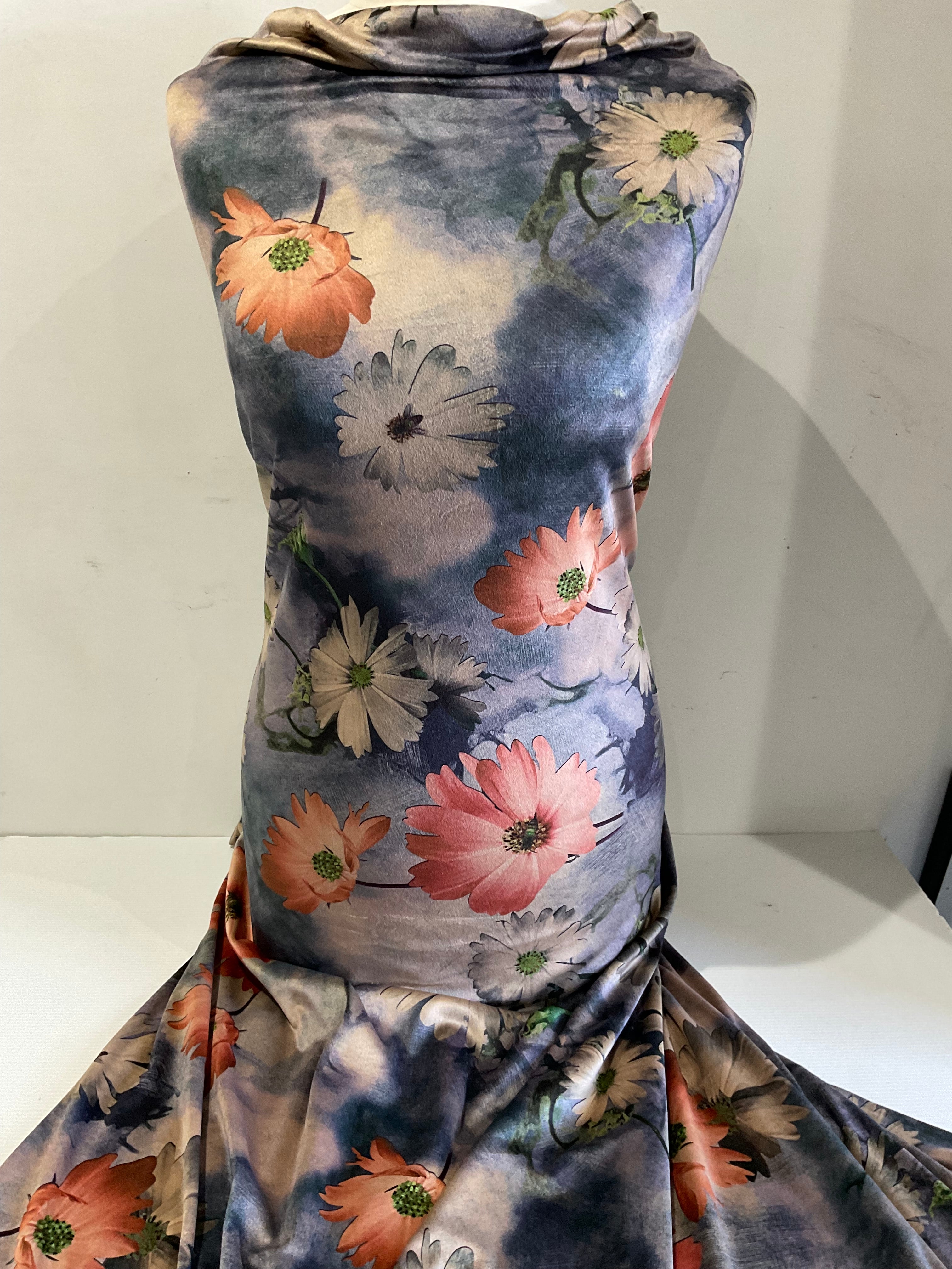 Luxurious Velour Dress Fabric - Stunning Digital Prints - 150cm Wide Dress Fabric  M1985