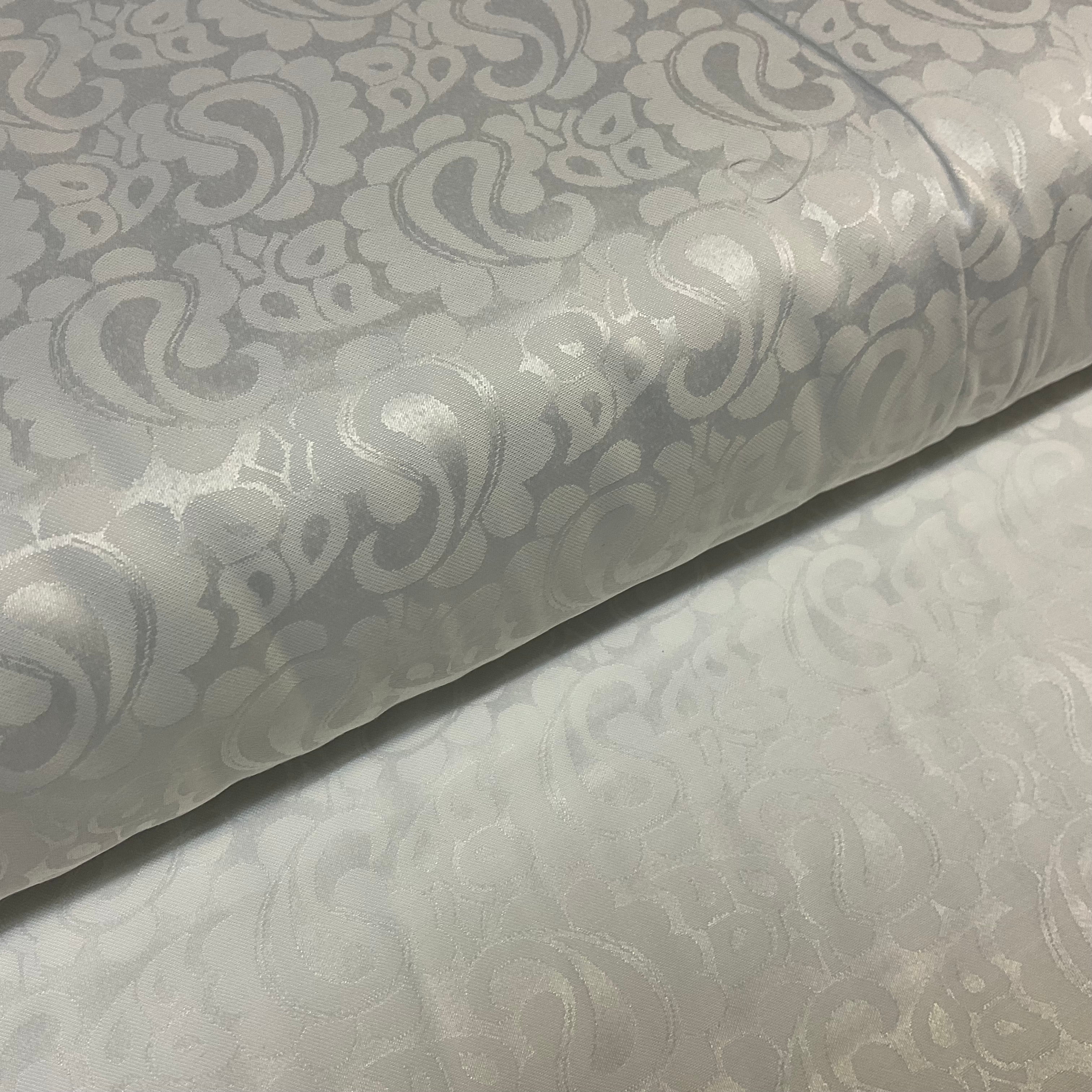 White Superfine Giza Cotton Jacquard Pre-Shrunk fabric 150cm Wide M2102