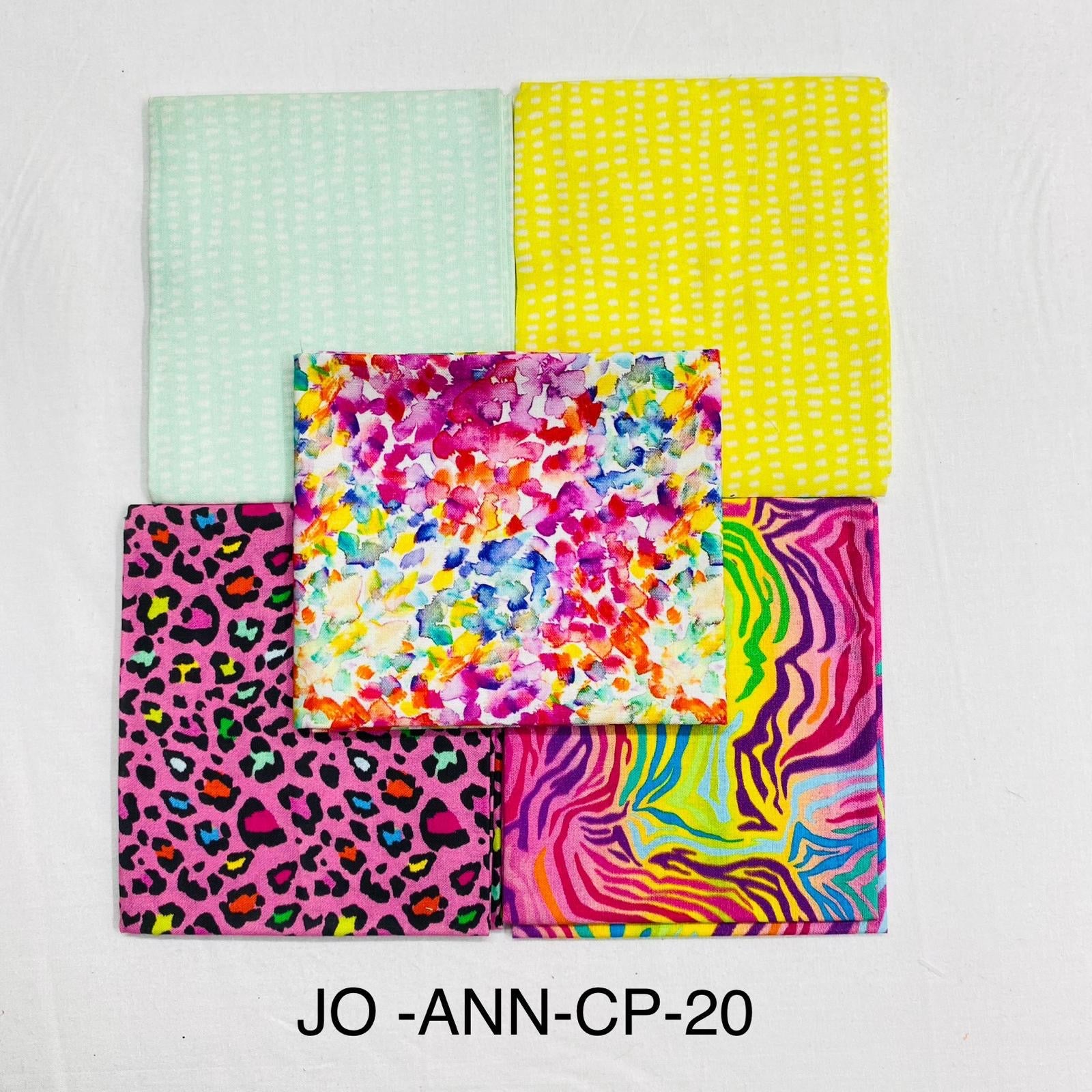 5 Piece 100% Cotton 5 Designs Fat Quarter Bundle - 45cm x 53cm Fabric M1981