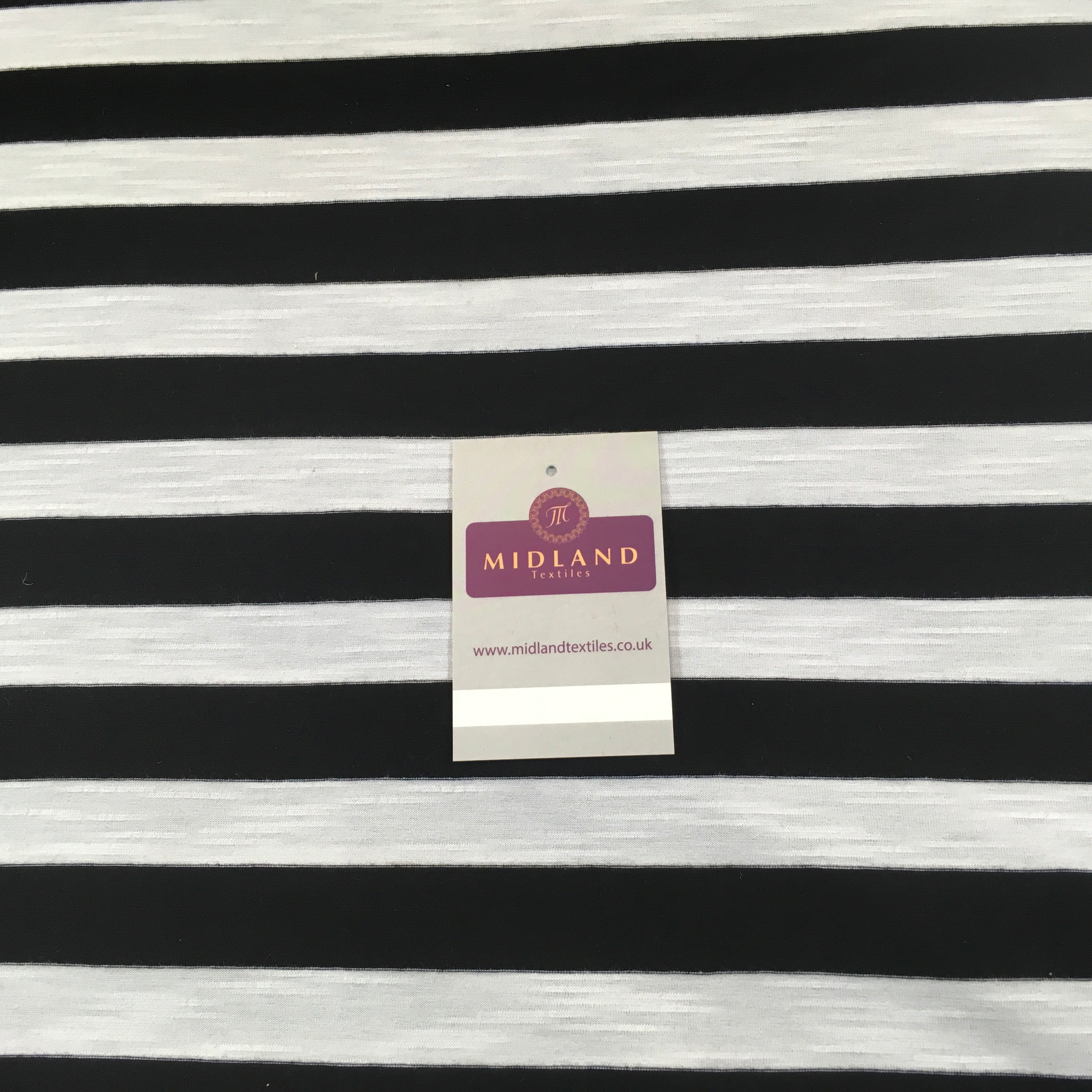 Black & White 1' Stripe Cotton Rich Jersey dress 91cm wide  Fabric M720-28