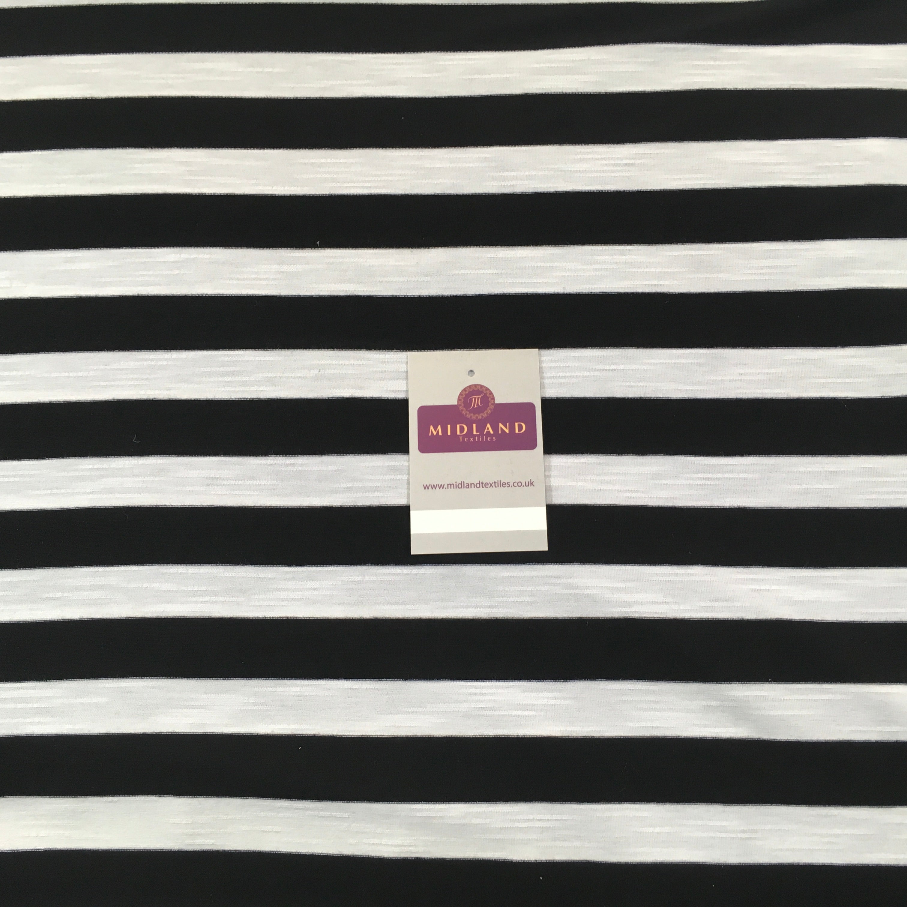 Black & White 1' Stripe Cotton Rich Jersey dress 91cm wide  Fabric M720-28
