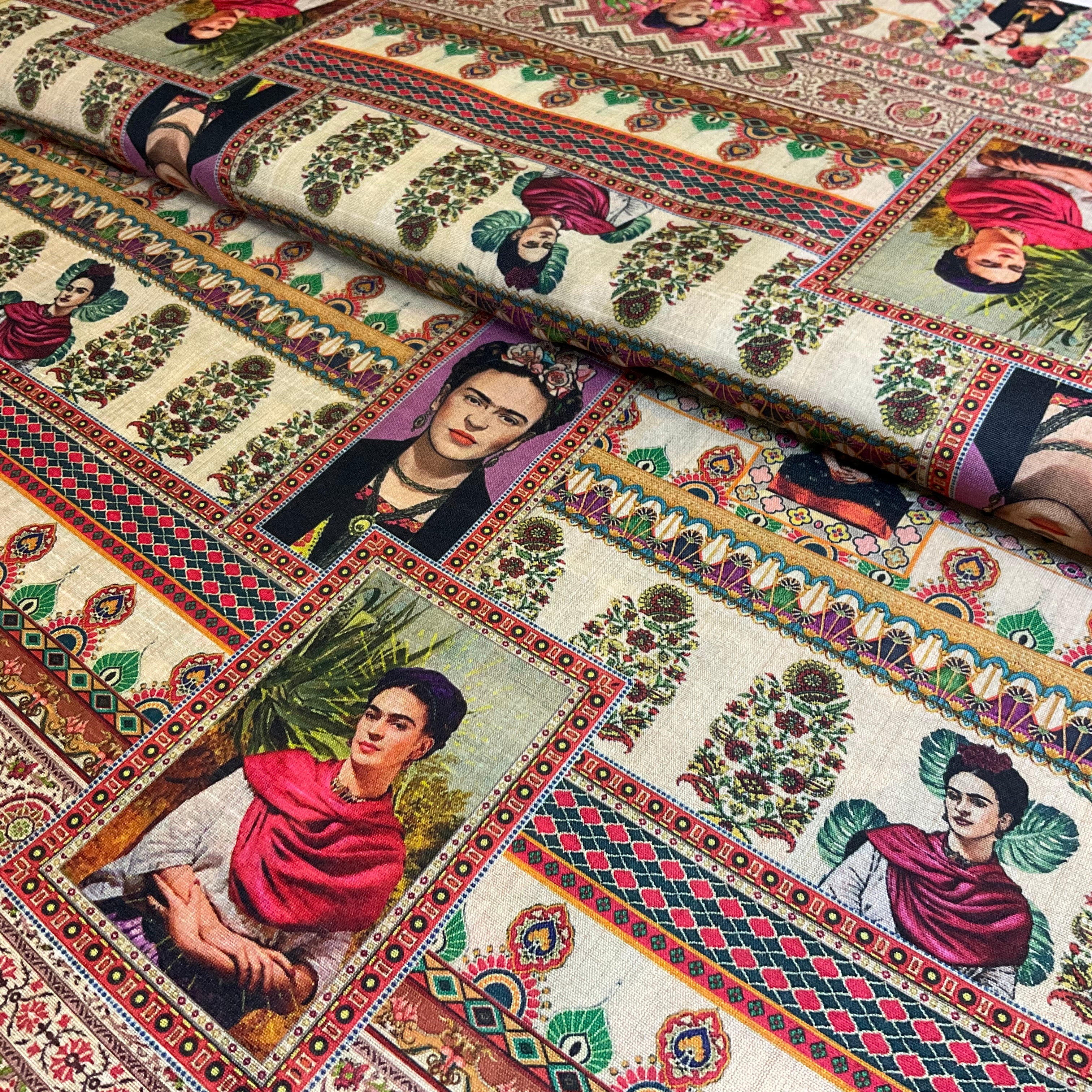 Natural Beige vintage Mexican theme inspired faux mango silk Dress fabric M2047-2