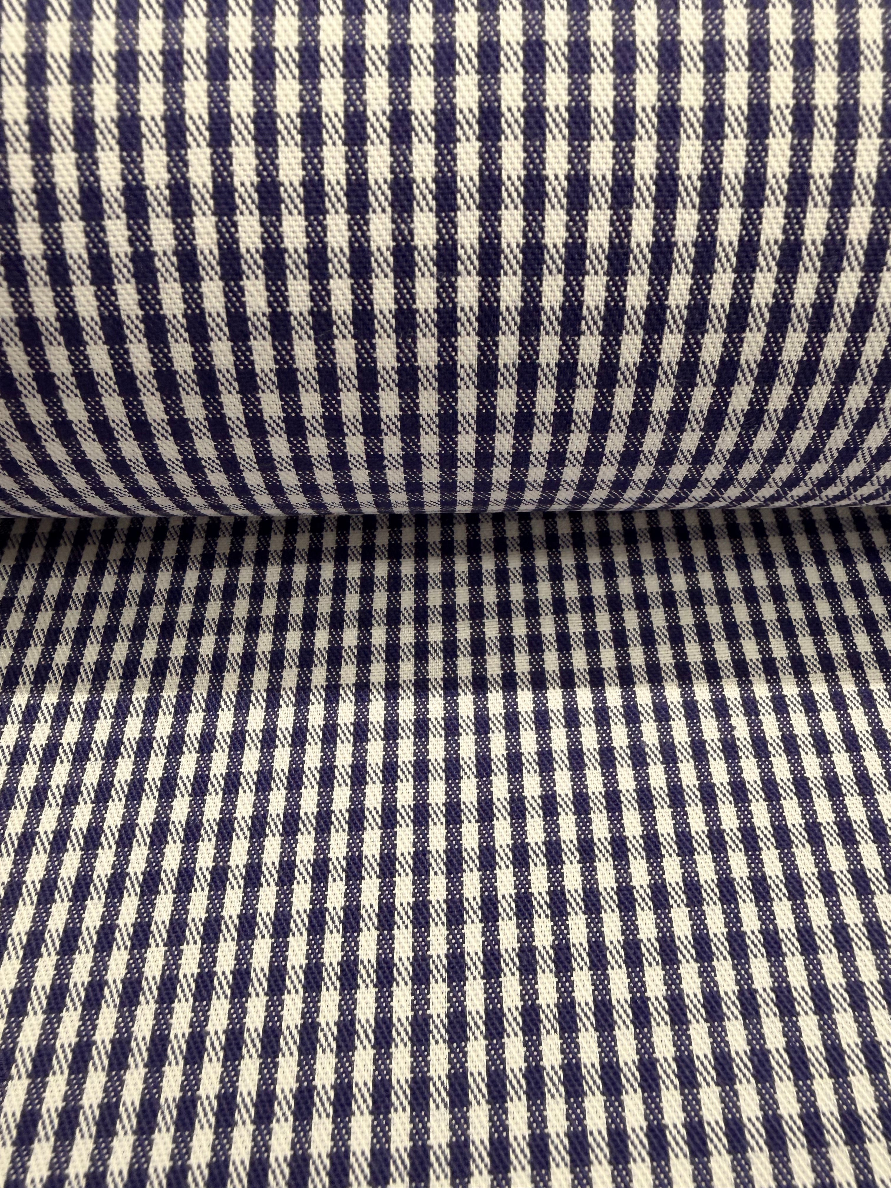 Small Chefs Check Polycotton Fabric – 150cm Wide – Black or Navy – £9.50 per metre