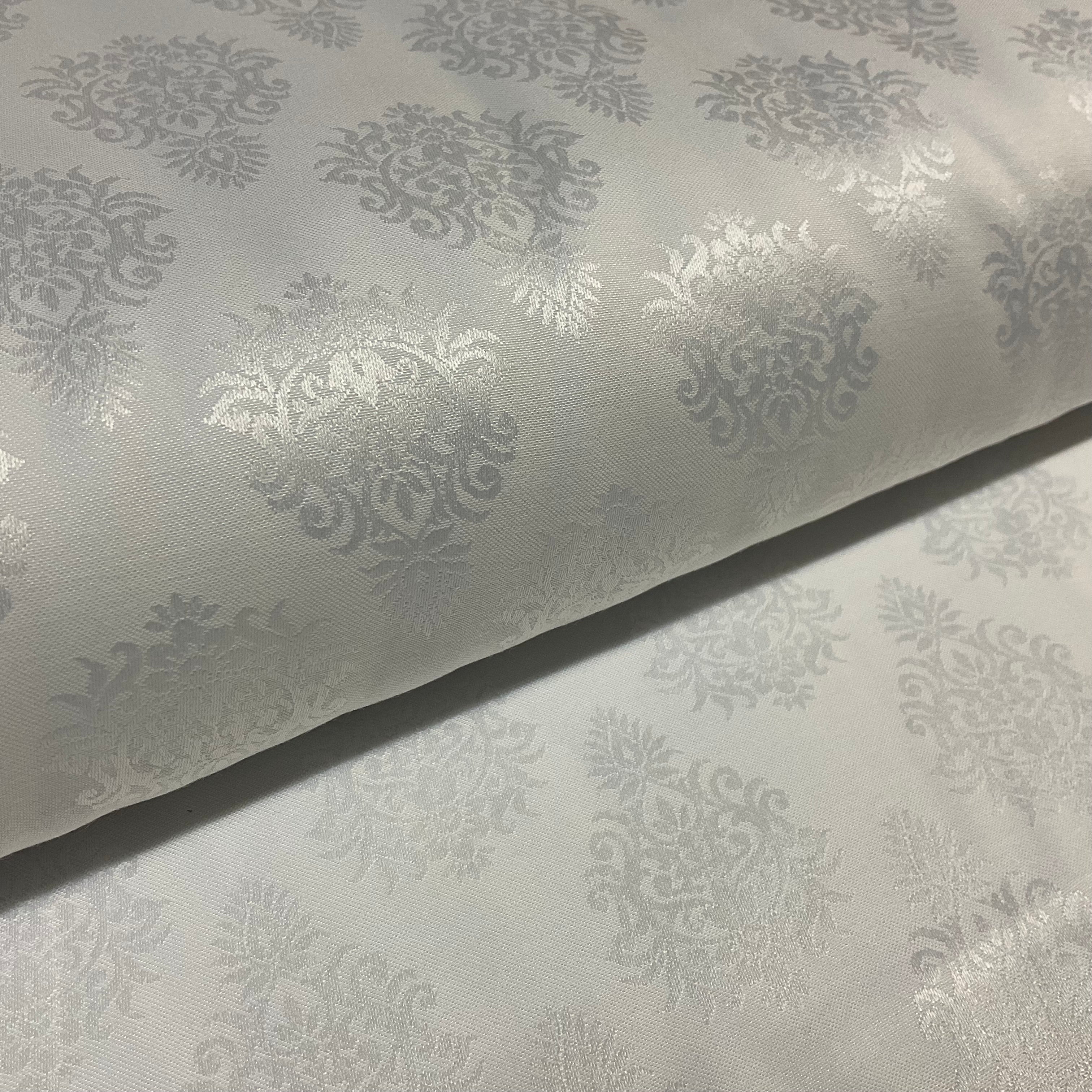 White Superfine Giza Cotton Jacquard Pre-Shrunk fabric 150cm Wide M2102