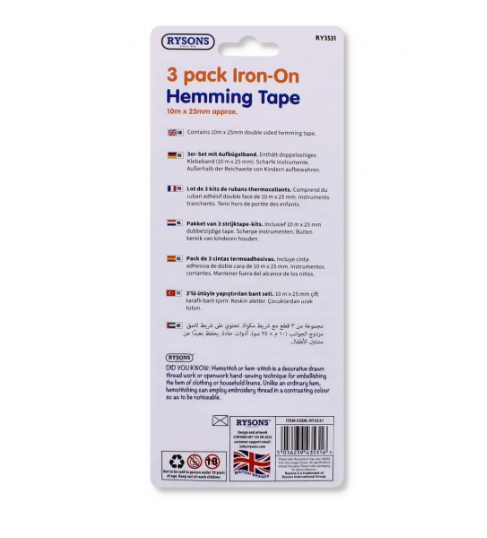 3pcs White double sided Hemming Tape M2038