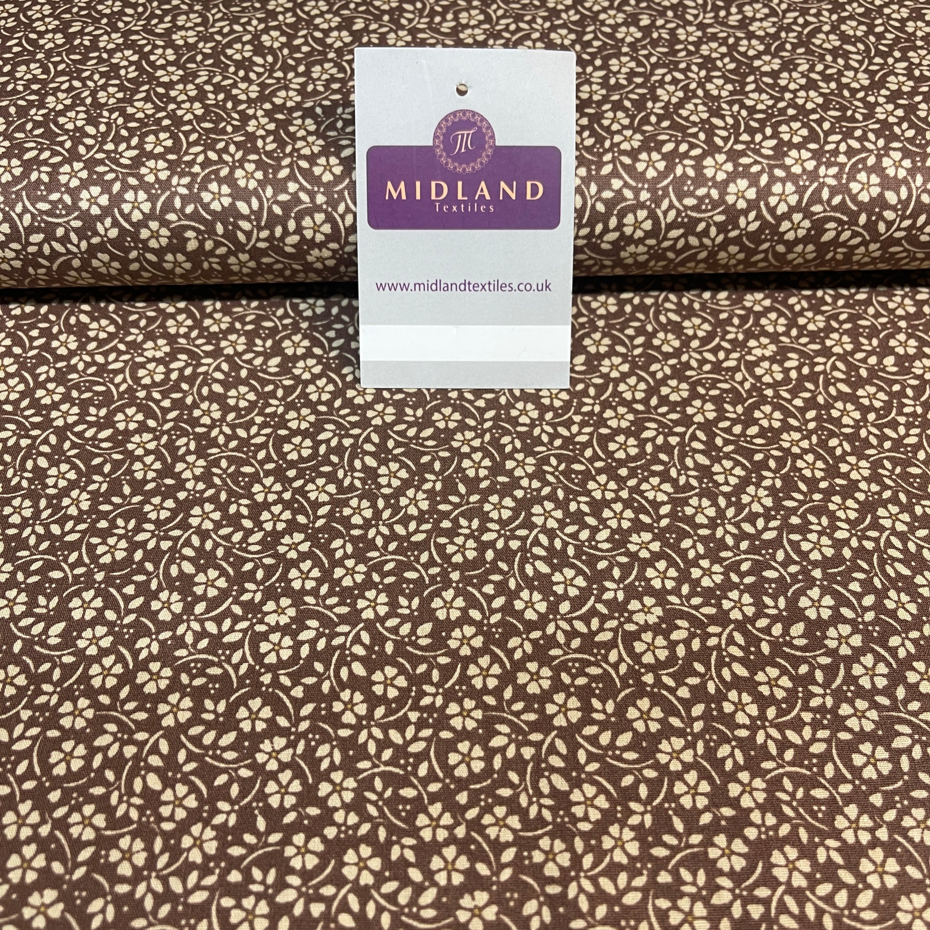 Flowers dot printed cotton poplin dress Fabric M1818