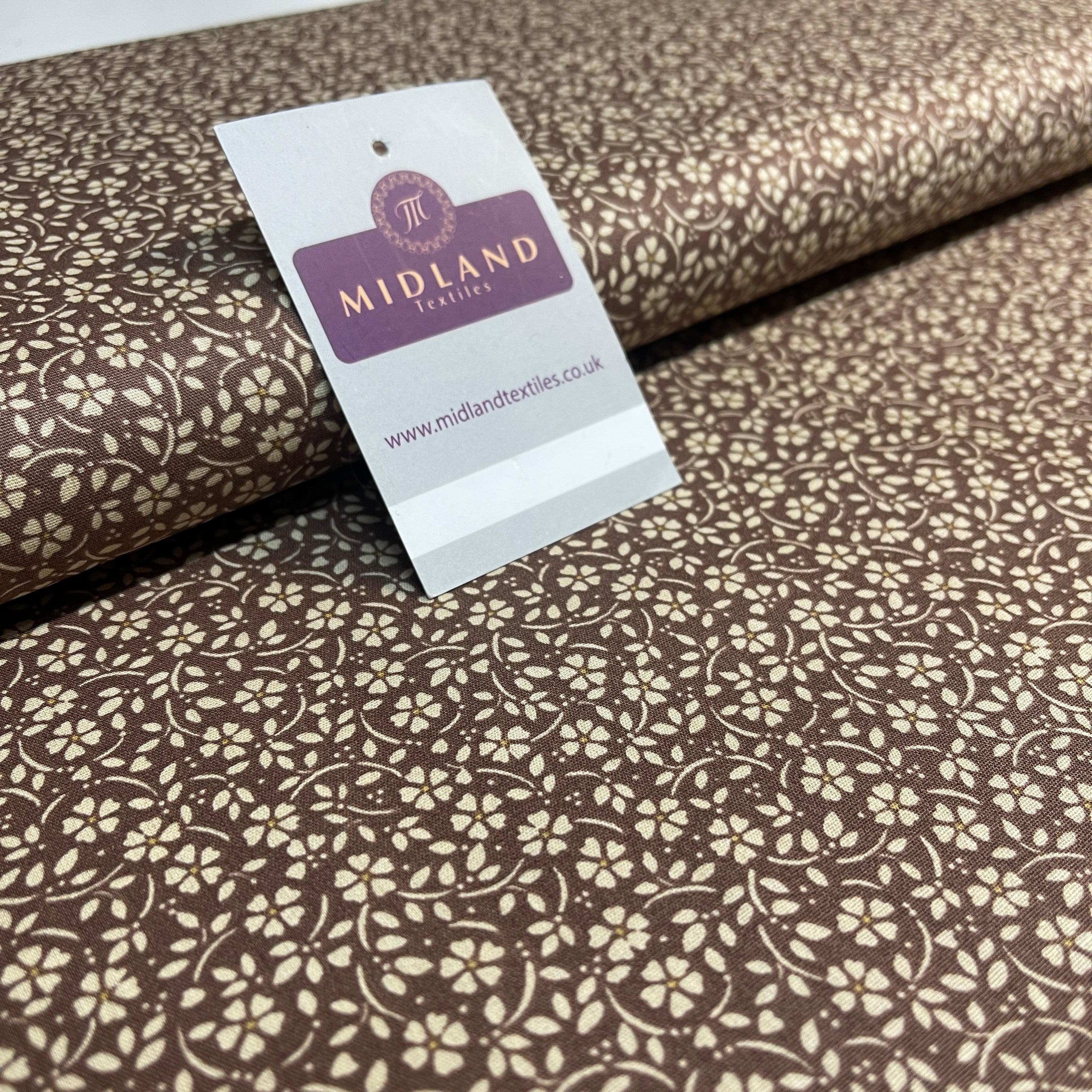 Flowers dot printed cotton poplin dress Fabric M1818