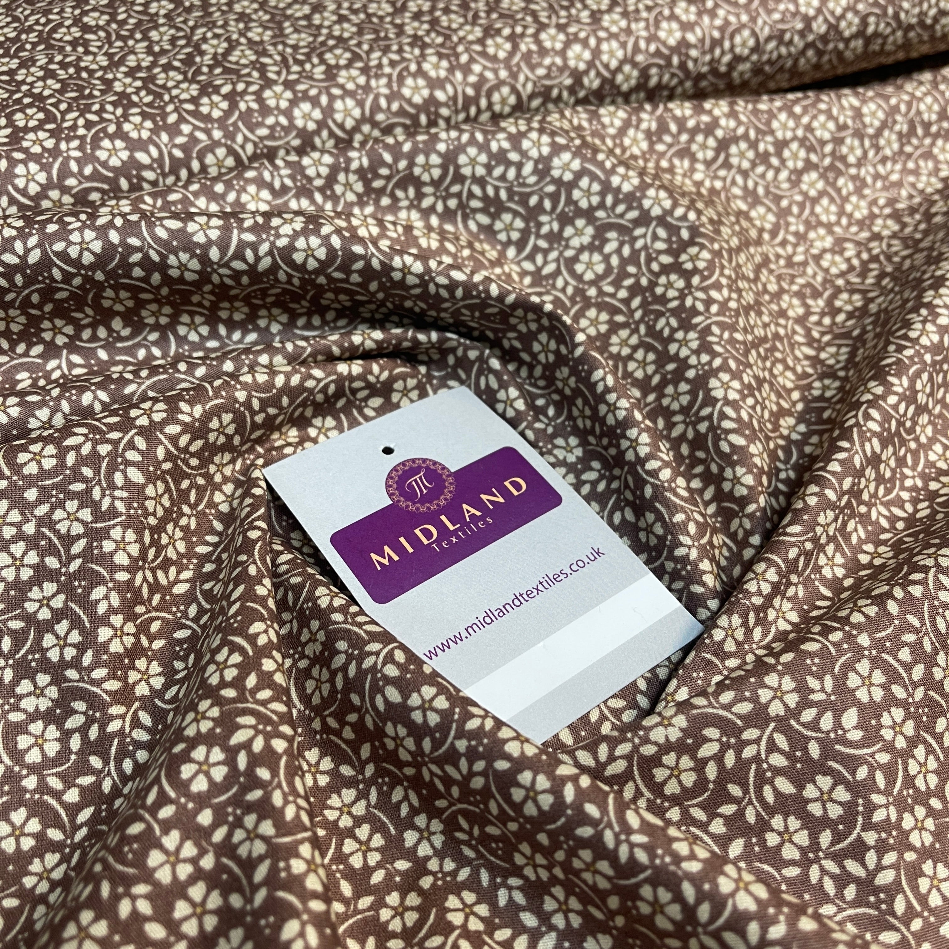 Flowers dot printed cotton poplin dress Fabric M1818