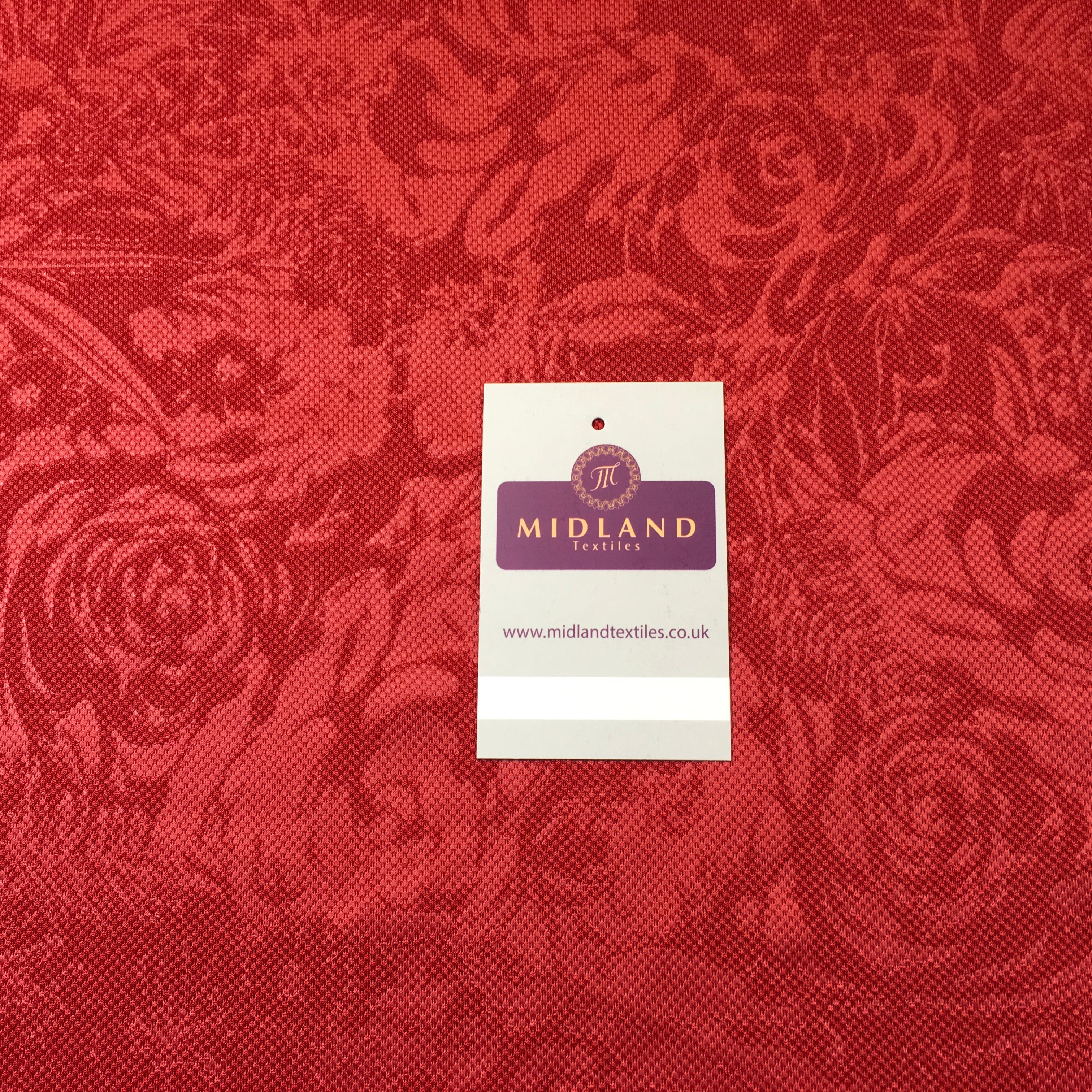 Red Floral Jacquard Dress Fabric – Textured Elegant Brocade Style M720-35