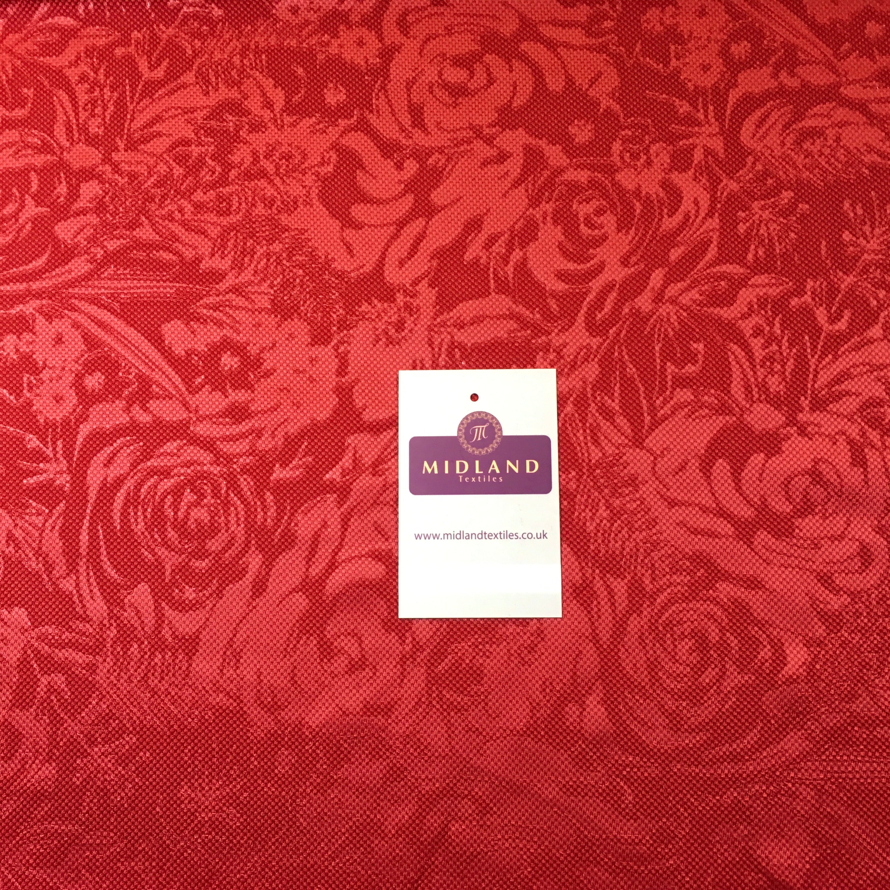 Red Floral Jacquard Dress Fabric – Textured Elegant Brocade Style M720-35
