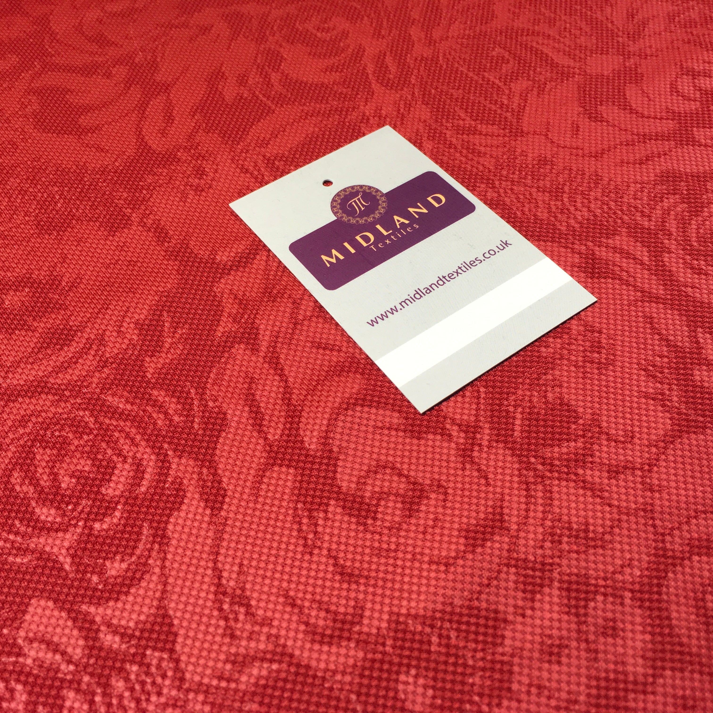 Red Floral Jacquard Dress Fabric – Textured Elegant Brocade Style M720-35