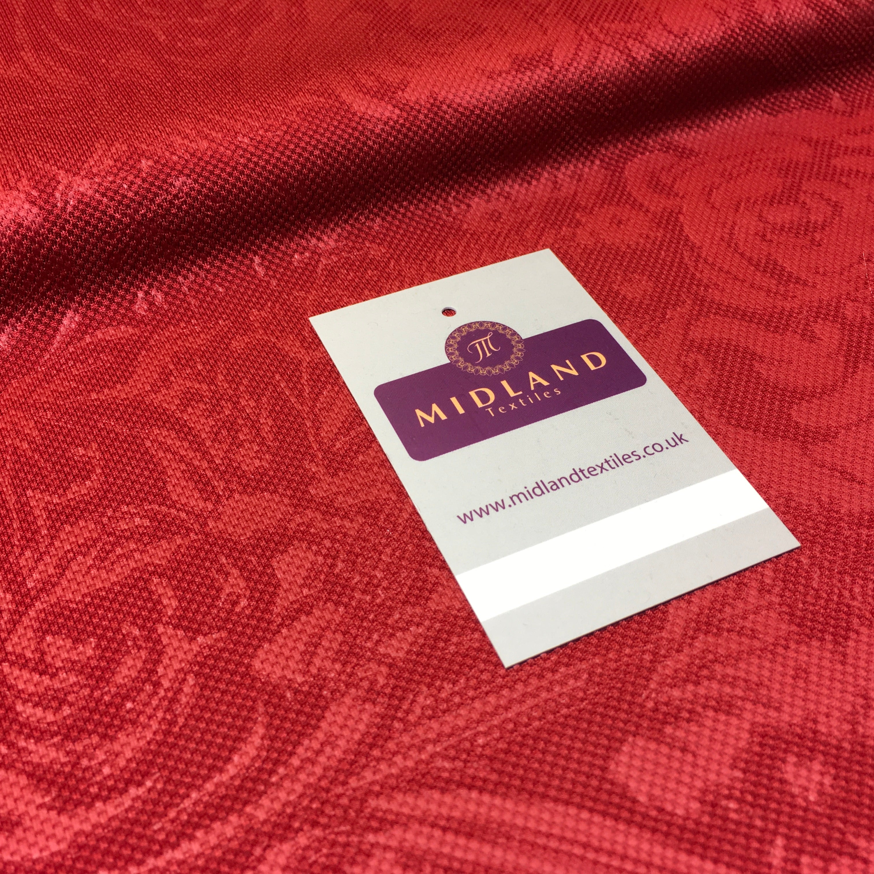 Red Floral Jacquard Dress Fabric – Textured Elegant Brocade Style M720-35