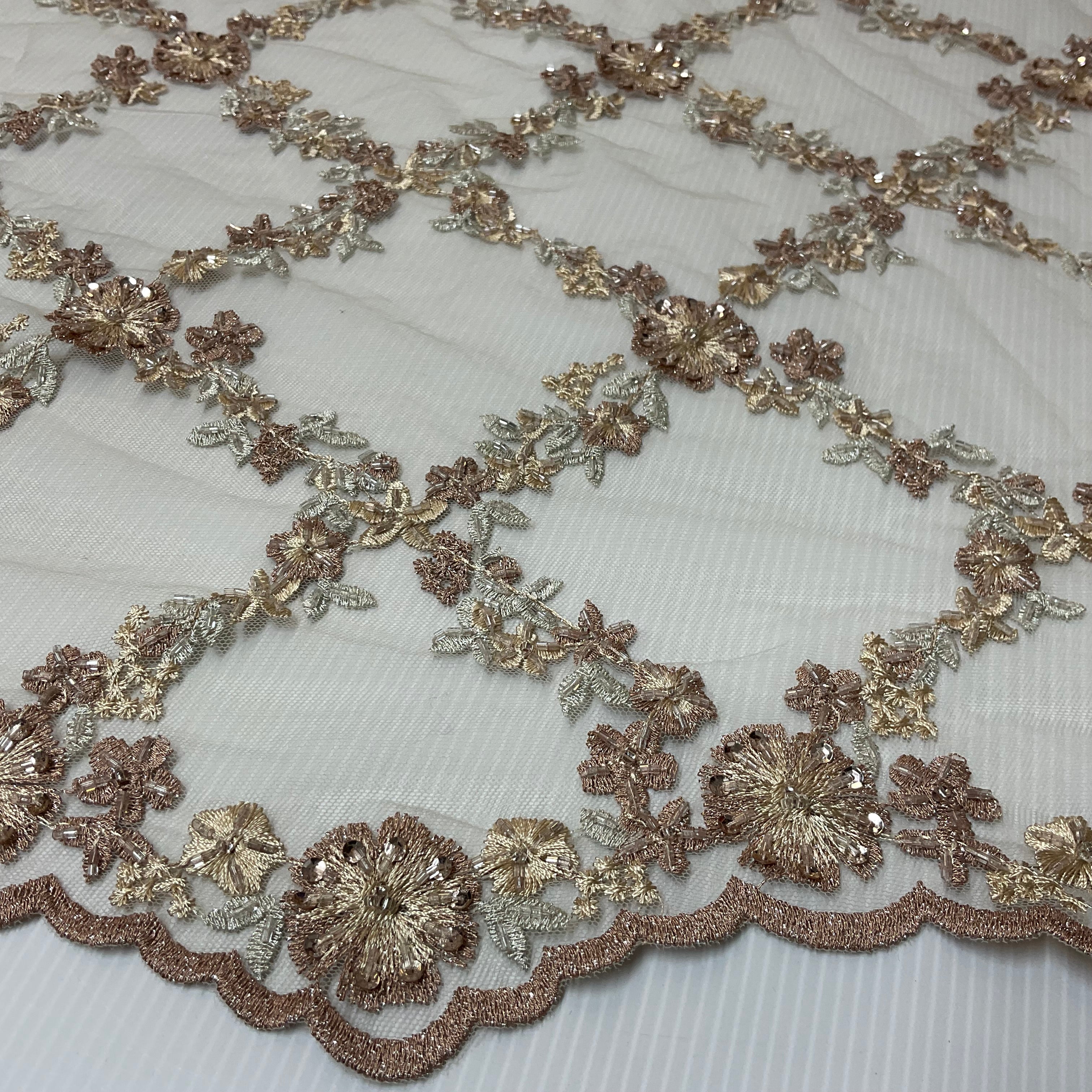 Bridal Embroidered Tulle Net Lace Fabric 135cm Wide M2146