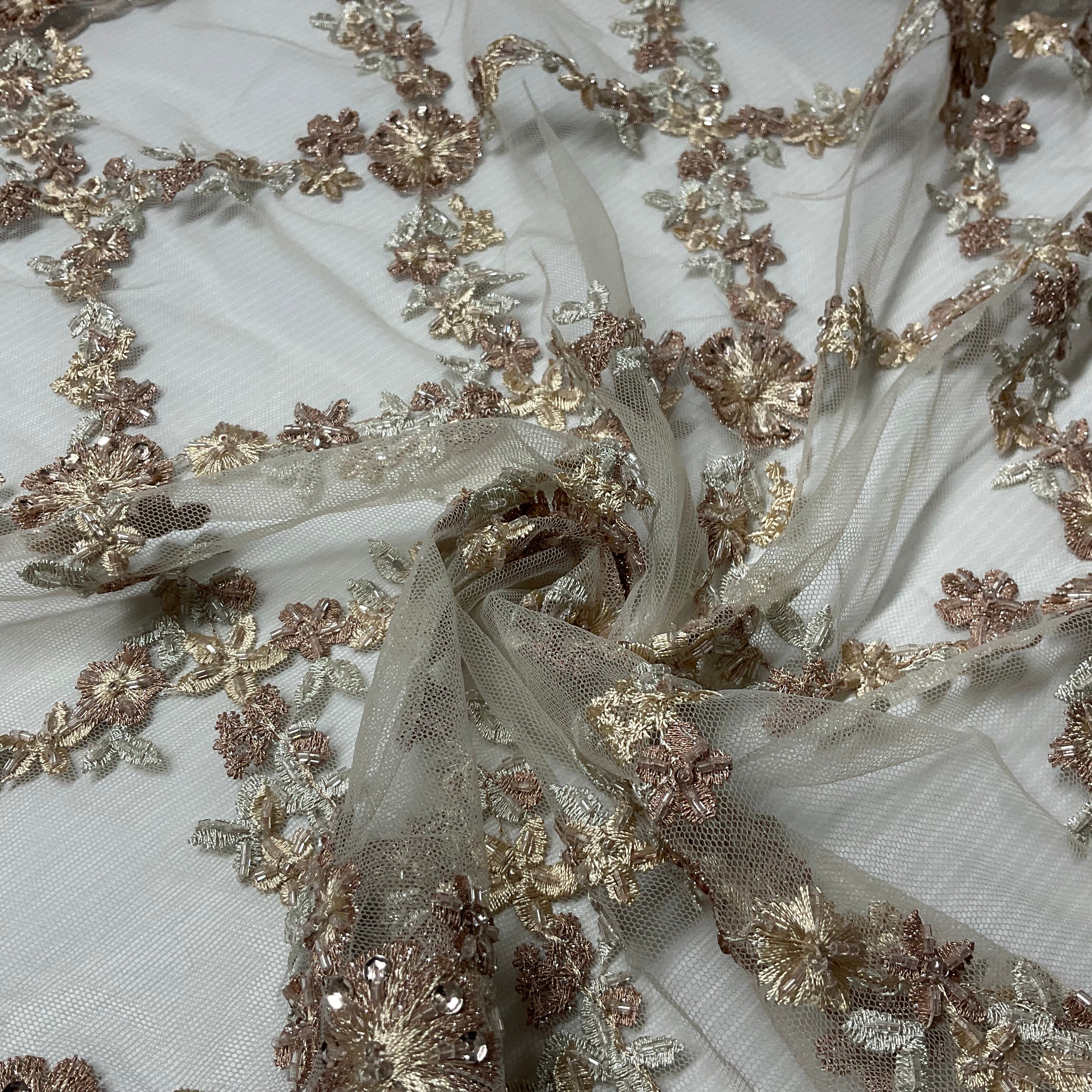 Bridal Embroidered Tulle Net Lace Fabric 135cm Wide M2146