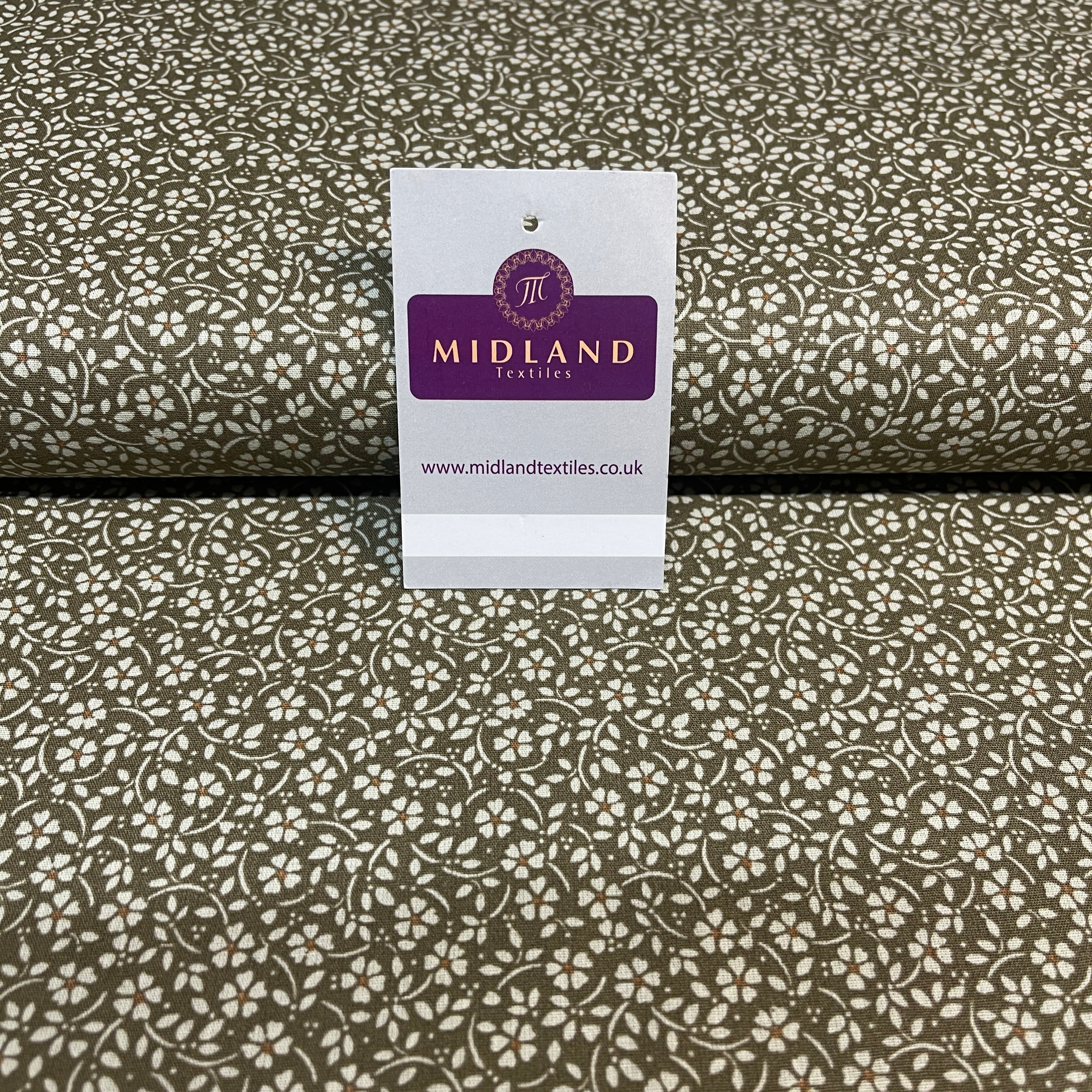 Flowers dot printed cotton poplin dress Fabric M1818