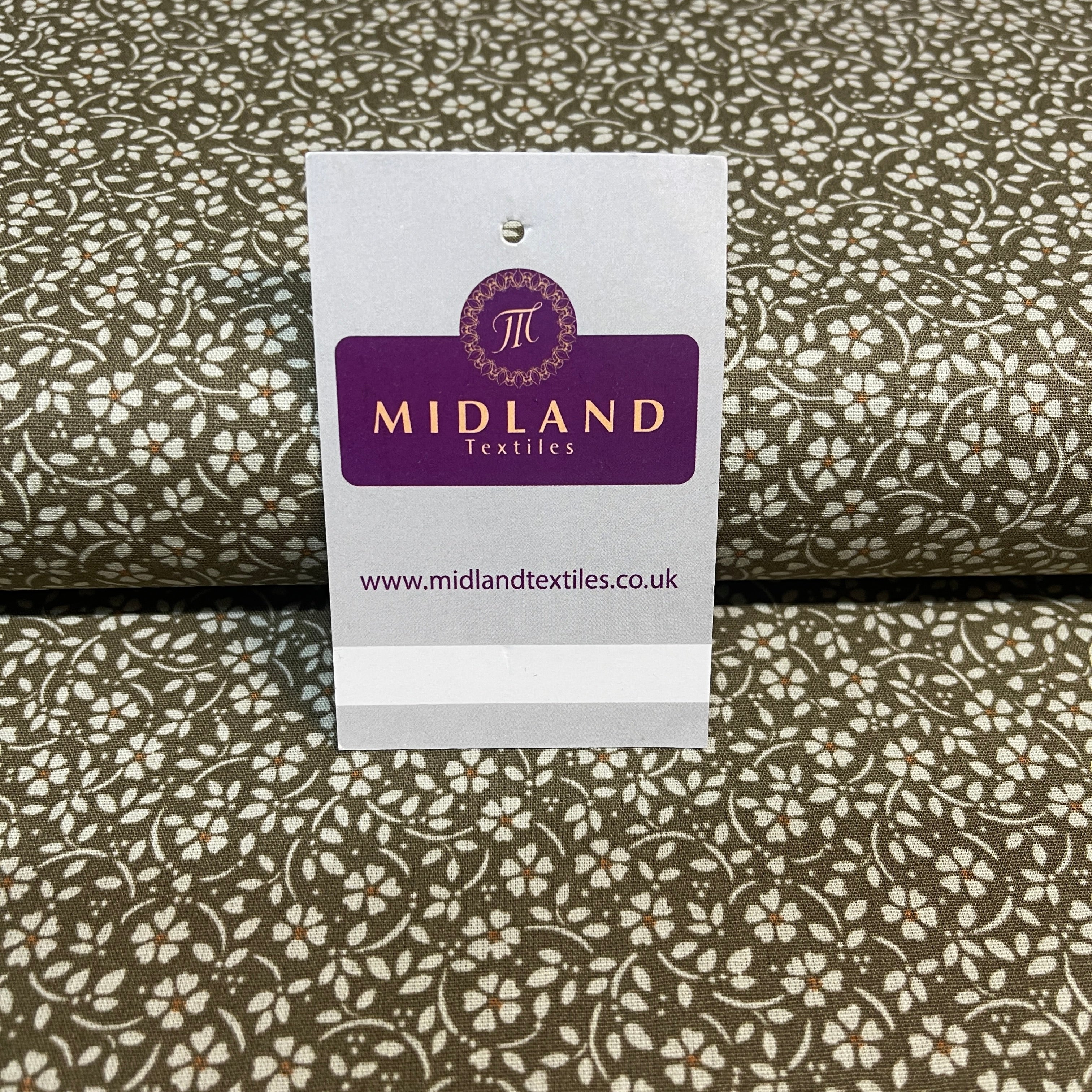 Flowers dot printed cotton poplin dress Fabric M1818